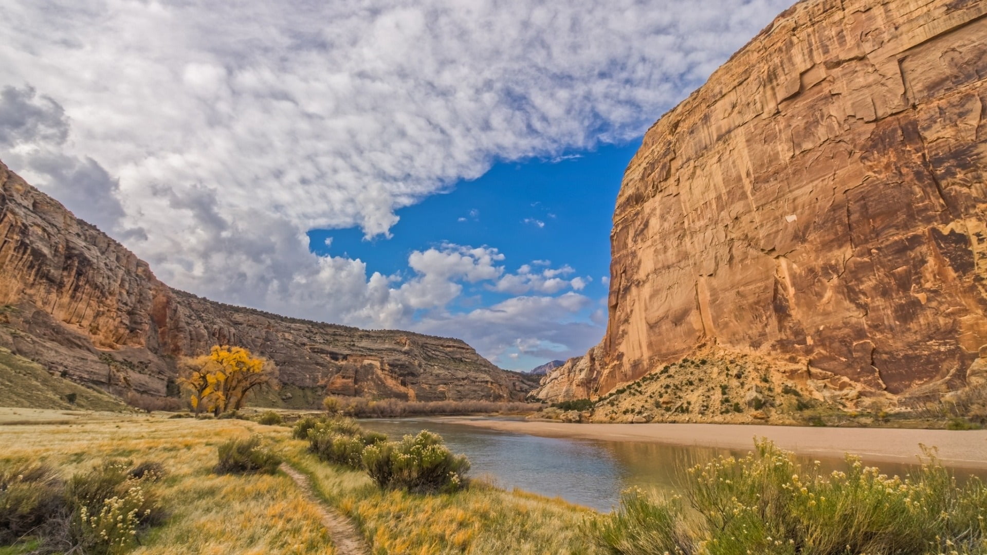 nature, lake, rock, beauty in nature, tranquil scene, wilderness, escarpment, outdoors, day, sky, water, wadi, grand canyon, no people, plant, land, non-urban scene, HD Wallpaper