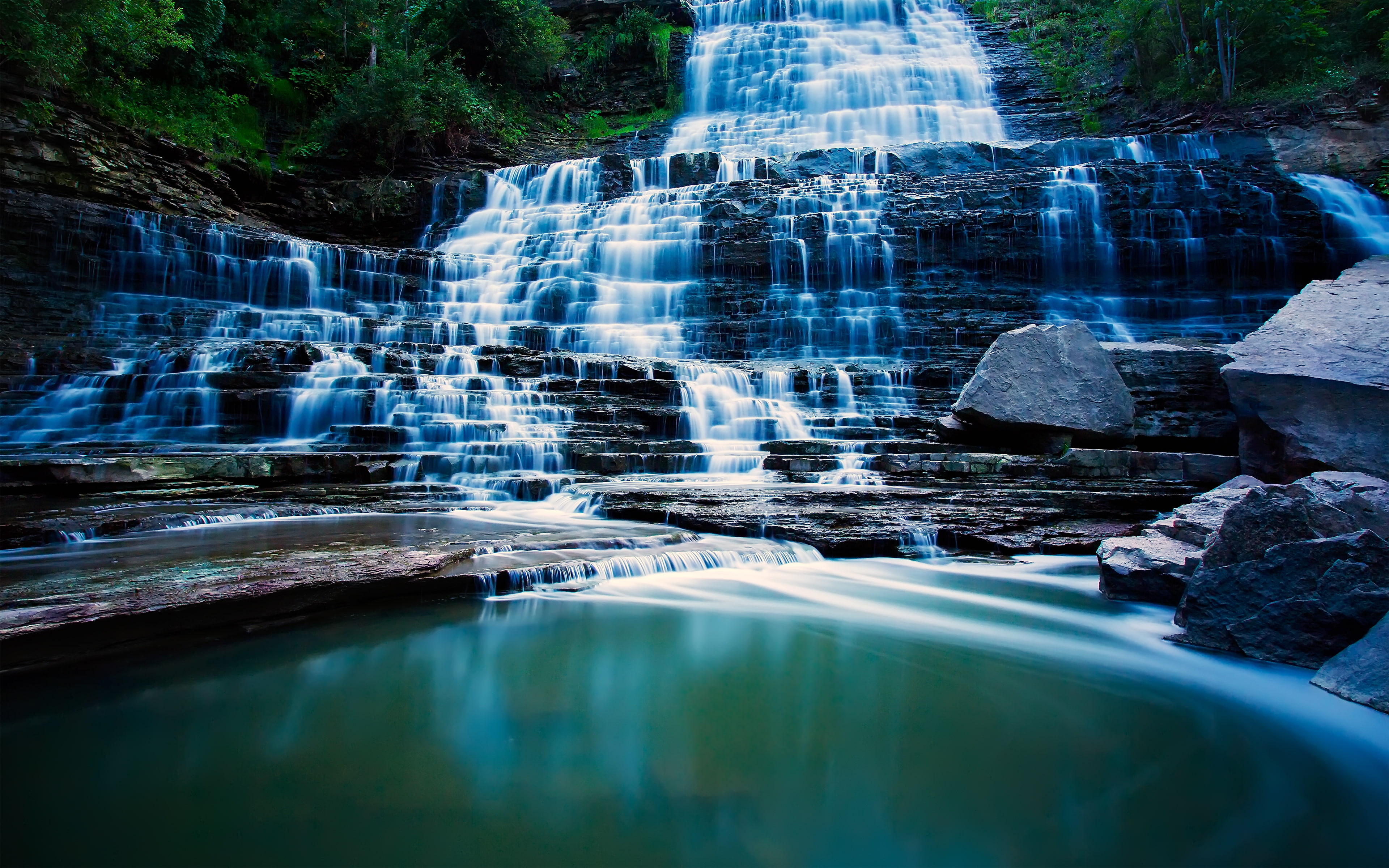 cascade, Ontario, waterfall, 4K, Hamilton, Albion Falls, HD Wallpaper