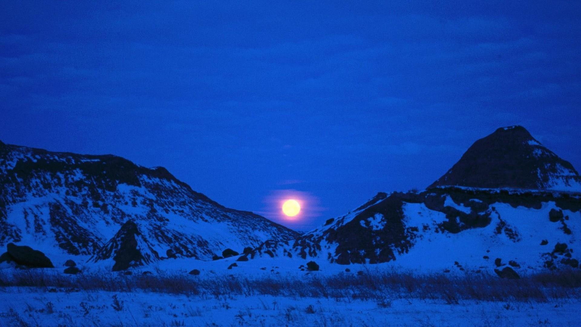 moon, nature and landscapes, night, winter, dakota, badlands, badls, 1080P, HD Wallpaper