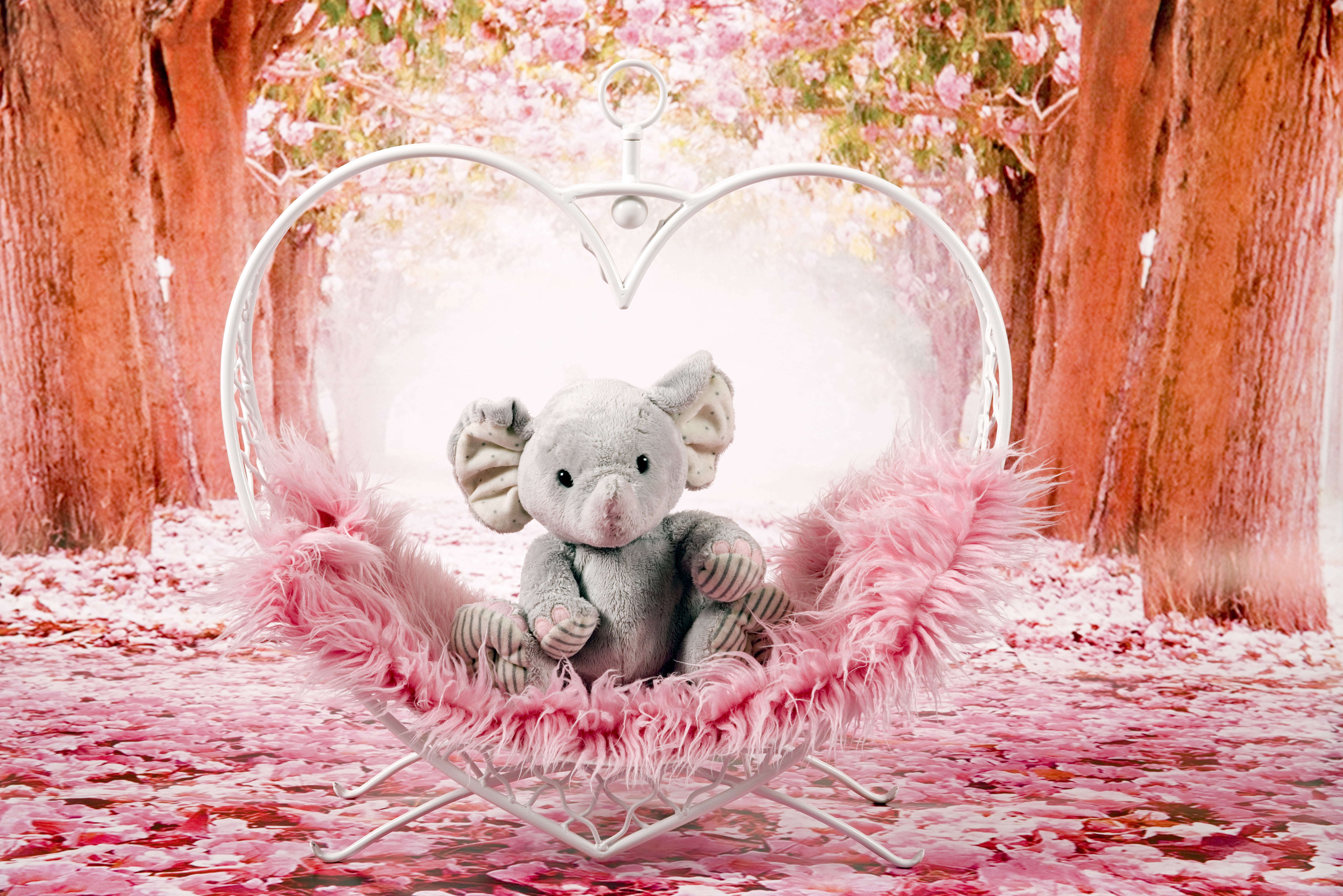 bear, heart, 5K, horizontal, toy, sitting, the background, pink color, animal wildlife, plant part, animal, leaf, nature, plush, no people, positive emotion, HD Wallpaper