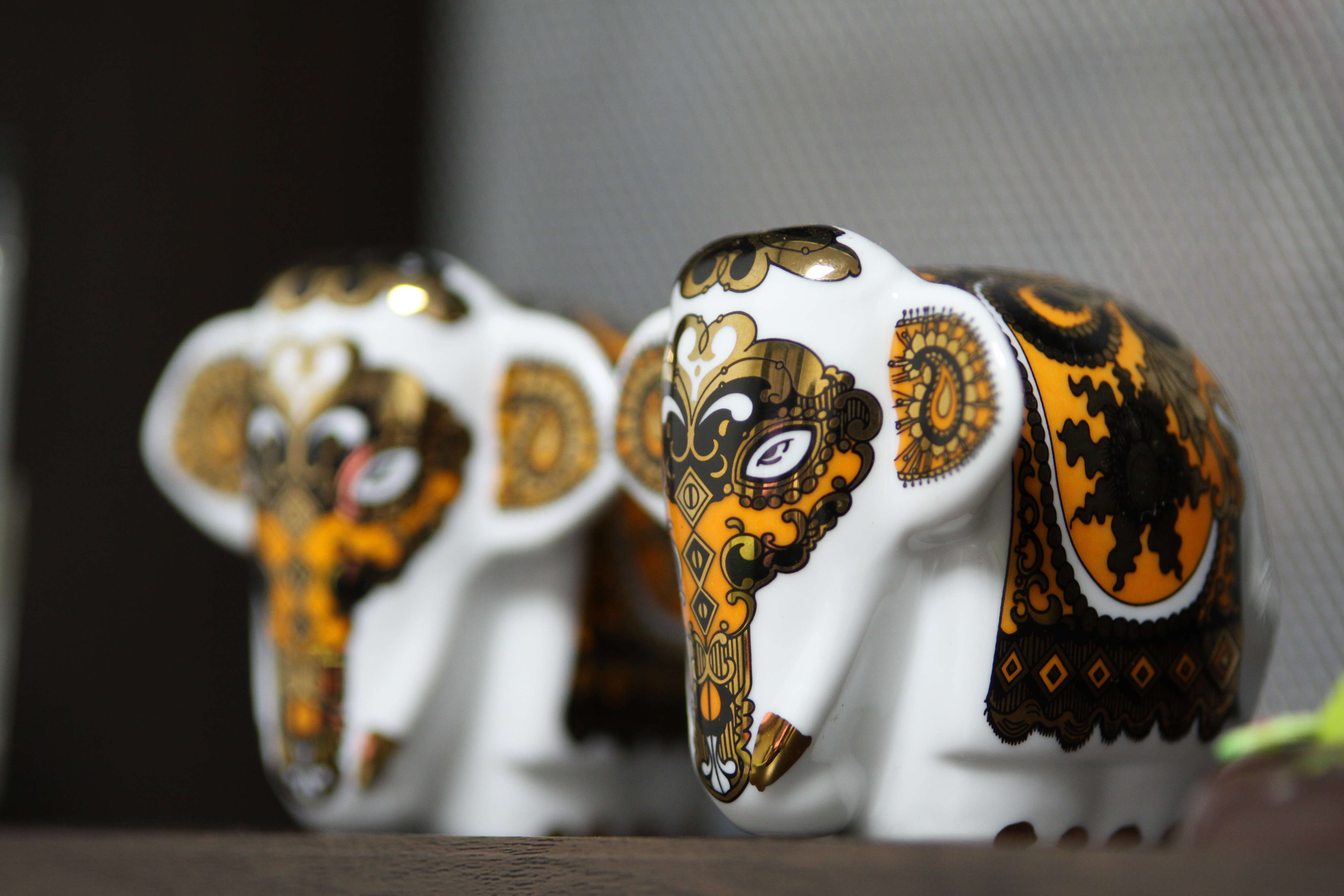 craft, still life, elephant, representation, two, ceramic, ornate, black, human representation, white, creativity, art and craft, ornament, props, mask - disguise, HD Wallpaper