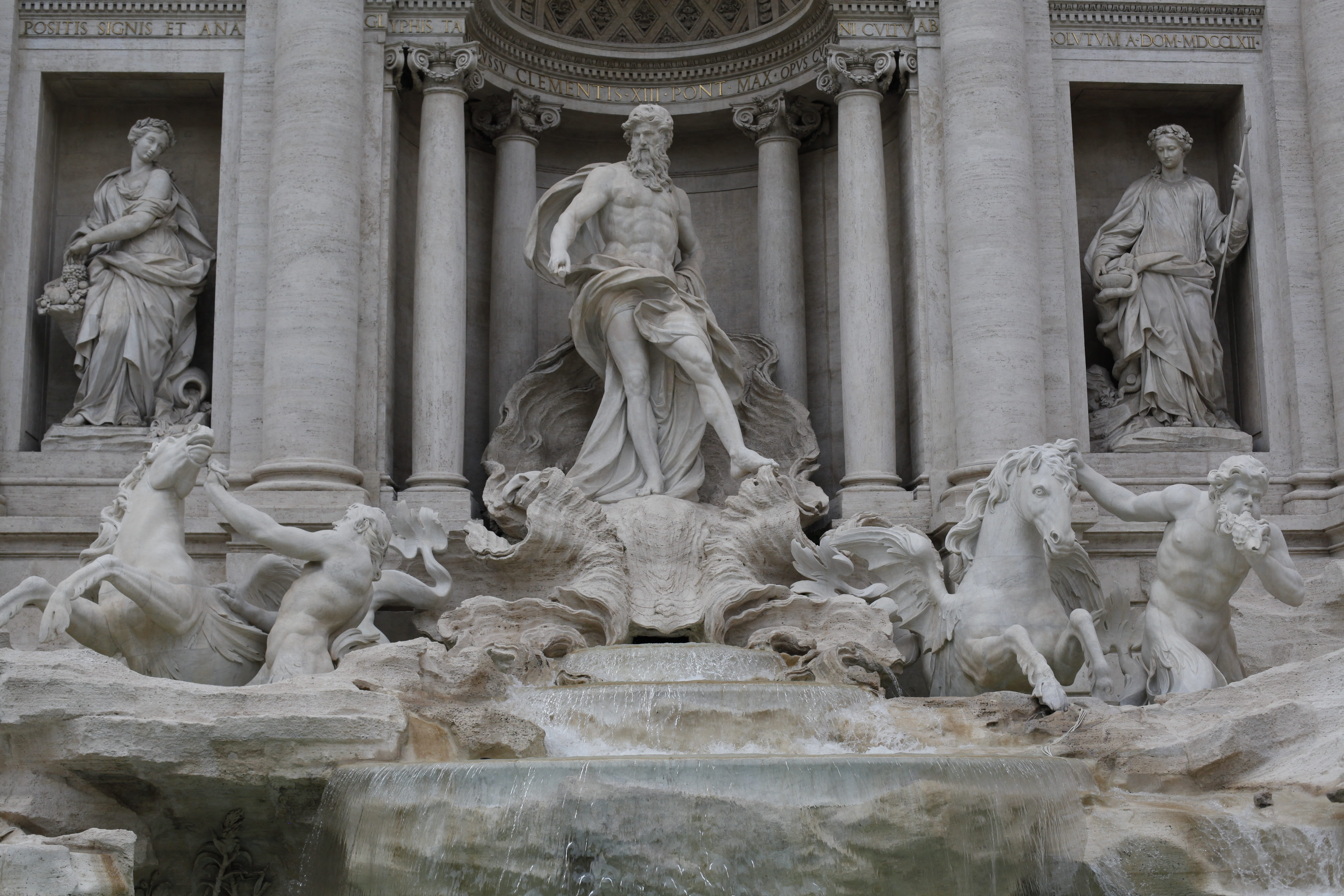carving, travel destinations, sculpture, low angle view, trivi, architecture, fountain, marble, statue, built structure, art and craft, rome, history, memorial, HD Wallpaper