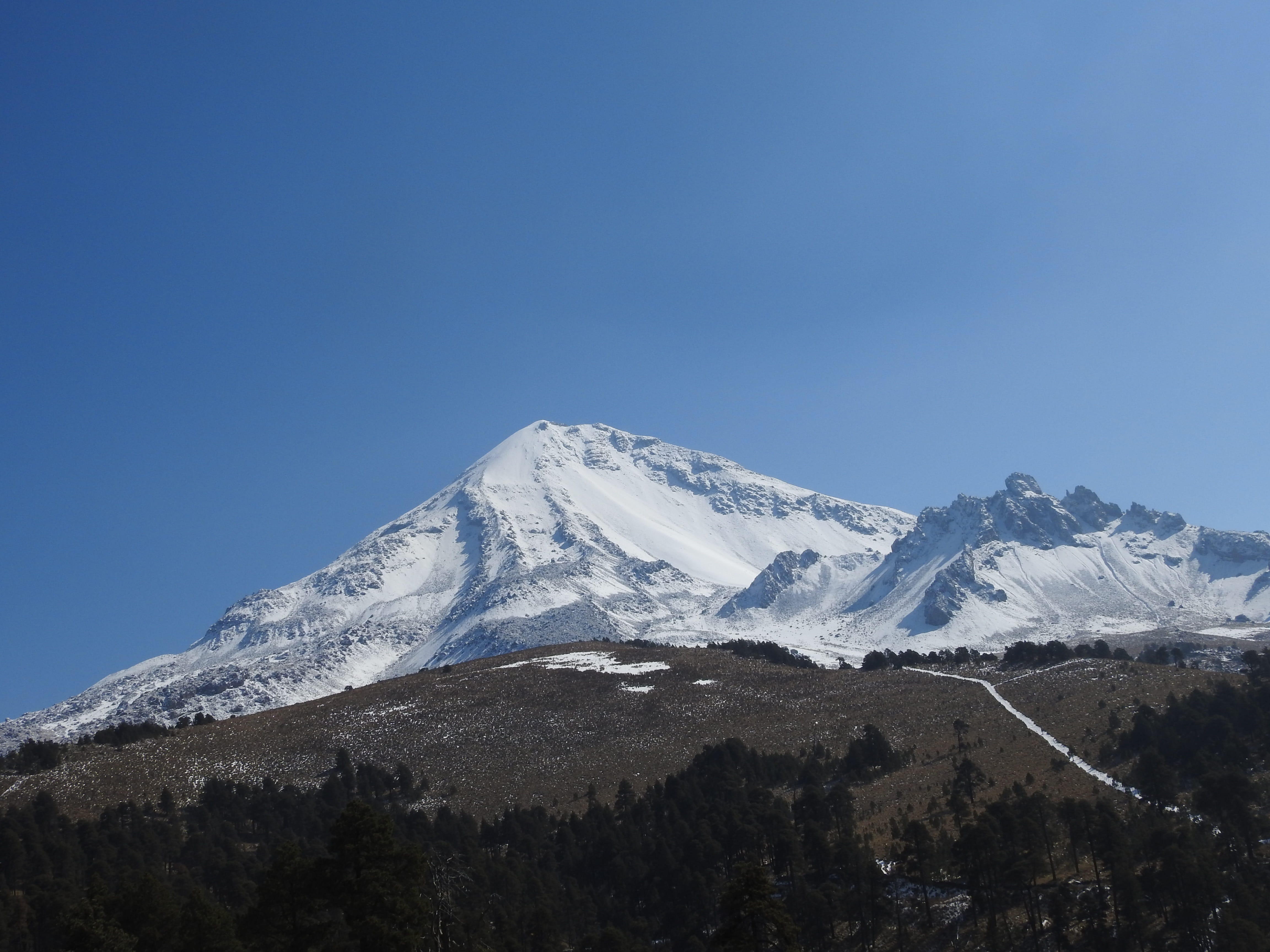 snowcapped mountain, tranquil scene, sky, cold temperature, winter, orizaba, mountain landscape, outdoors, snow, tree, clouds, mexico, environment, scenics - nature, HD Wallpaper