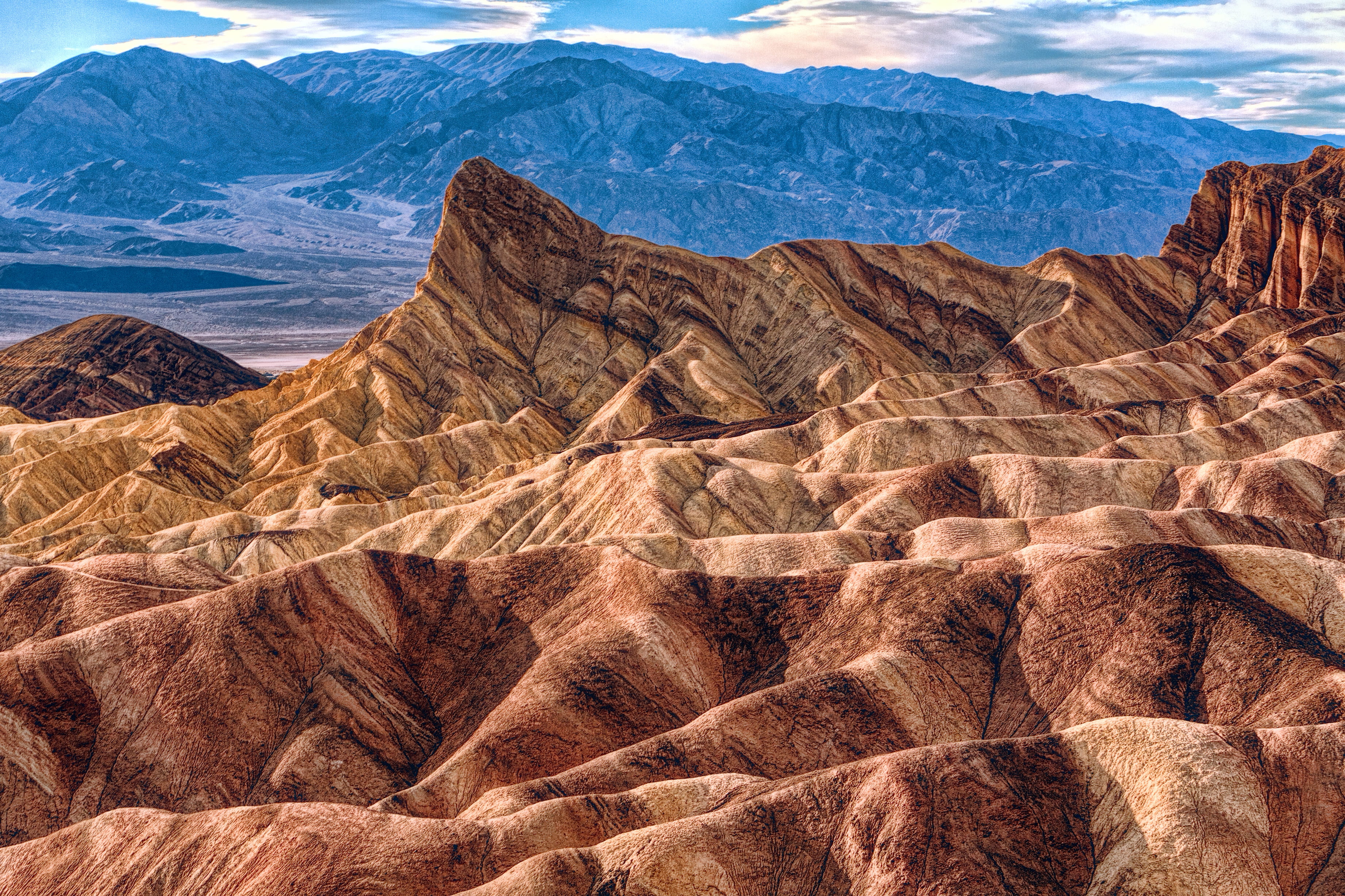 dramatic landscape, mountain range, scenics - nature, aerial, tranquility, nature, canyon, rock, cloud - sky, desert, land, photo, hill, death valley, daytime, HD Wallpaper