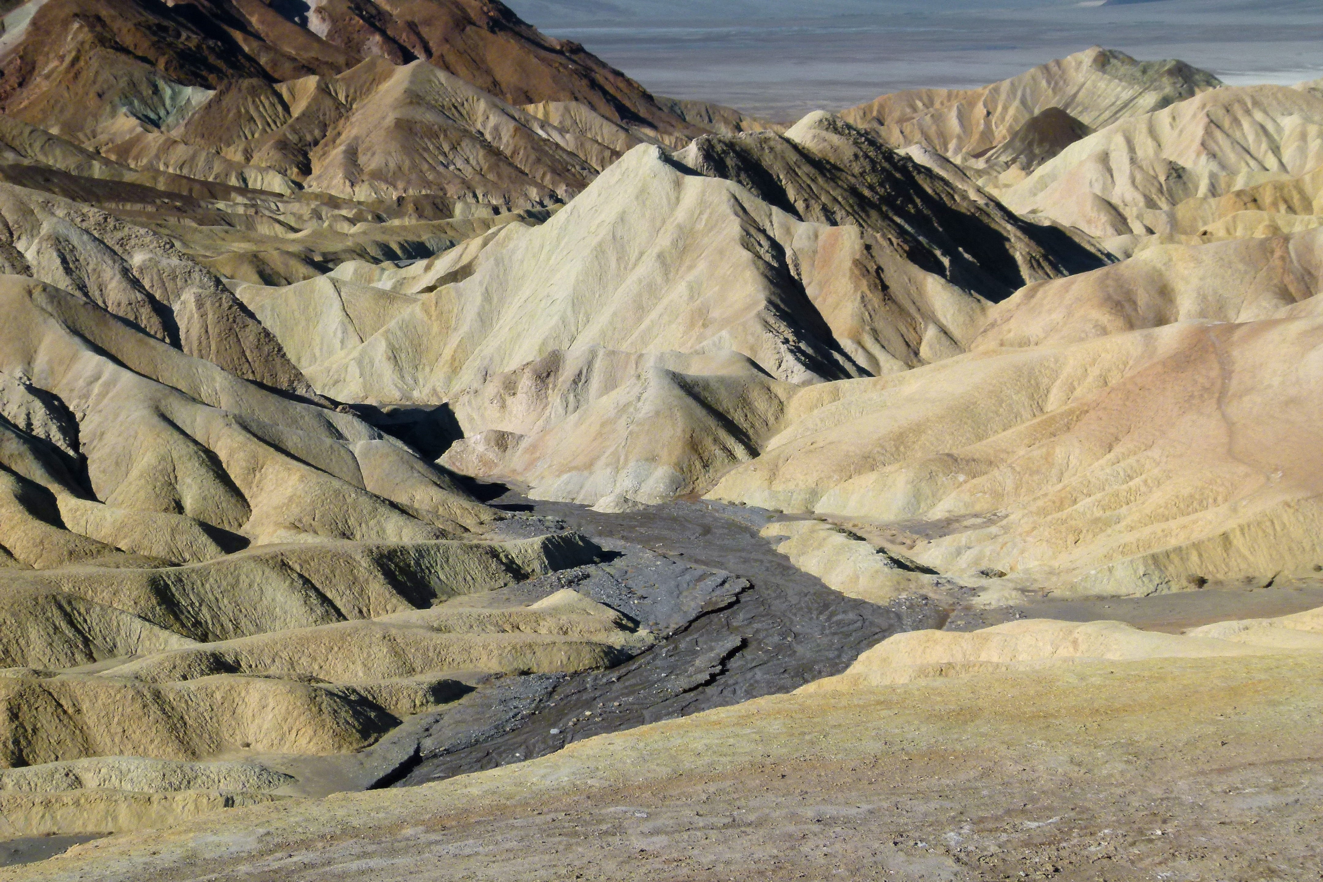 no people, usa, land, mountain, sand stone, tranquil scene, nature, scenery, landscape, geology, tourist attraction, zabriskie, death valley, tranquility, HD Wallpaper