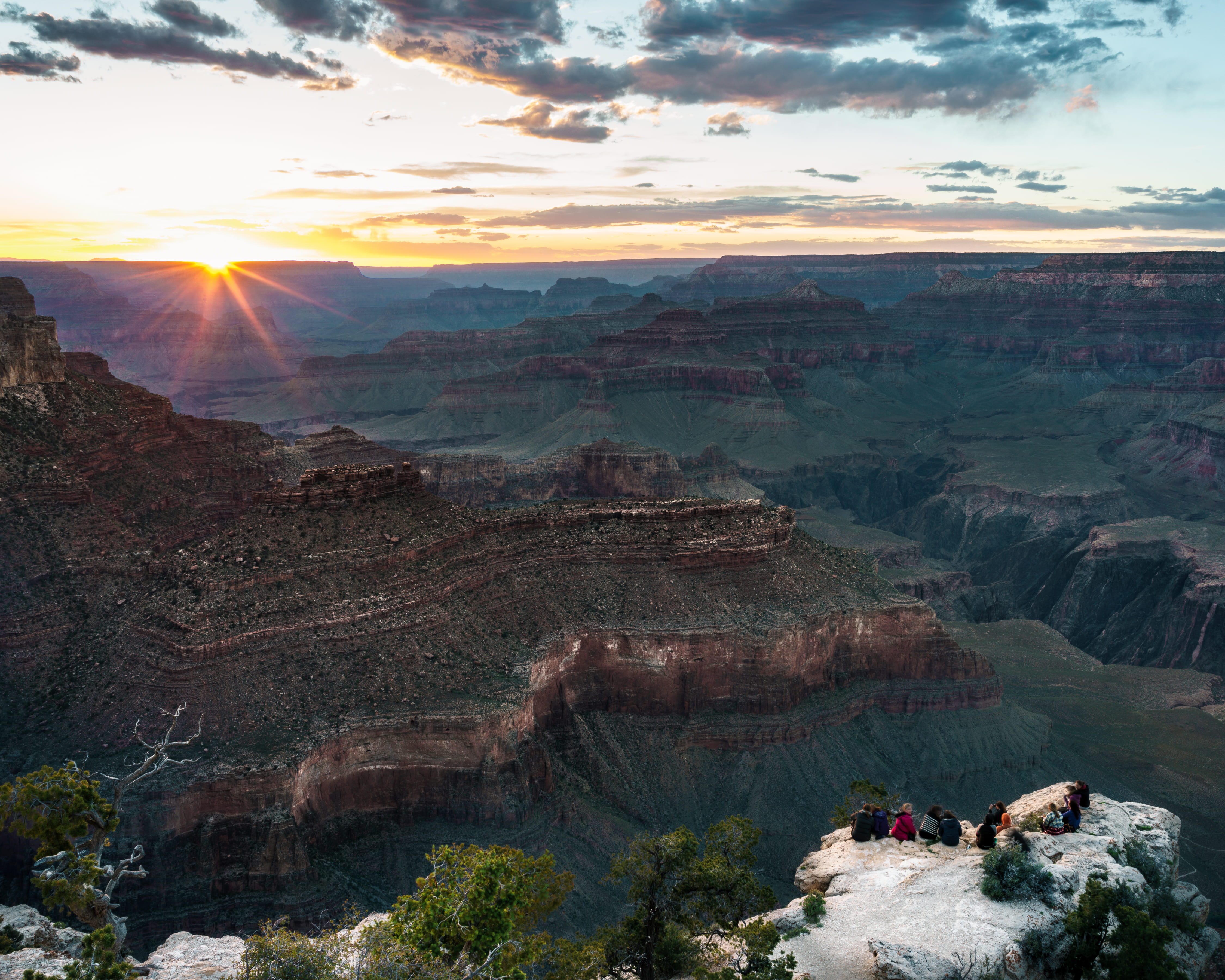grand canyon village, formation, united states, sitting, mountain, sunlight, rock, landscape, light, view, rocky mountain, people, sunset, scenics - nature, HD Wallpaper