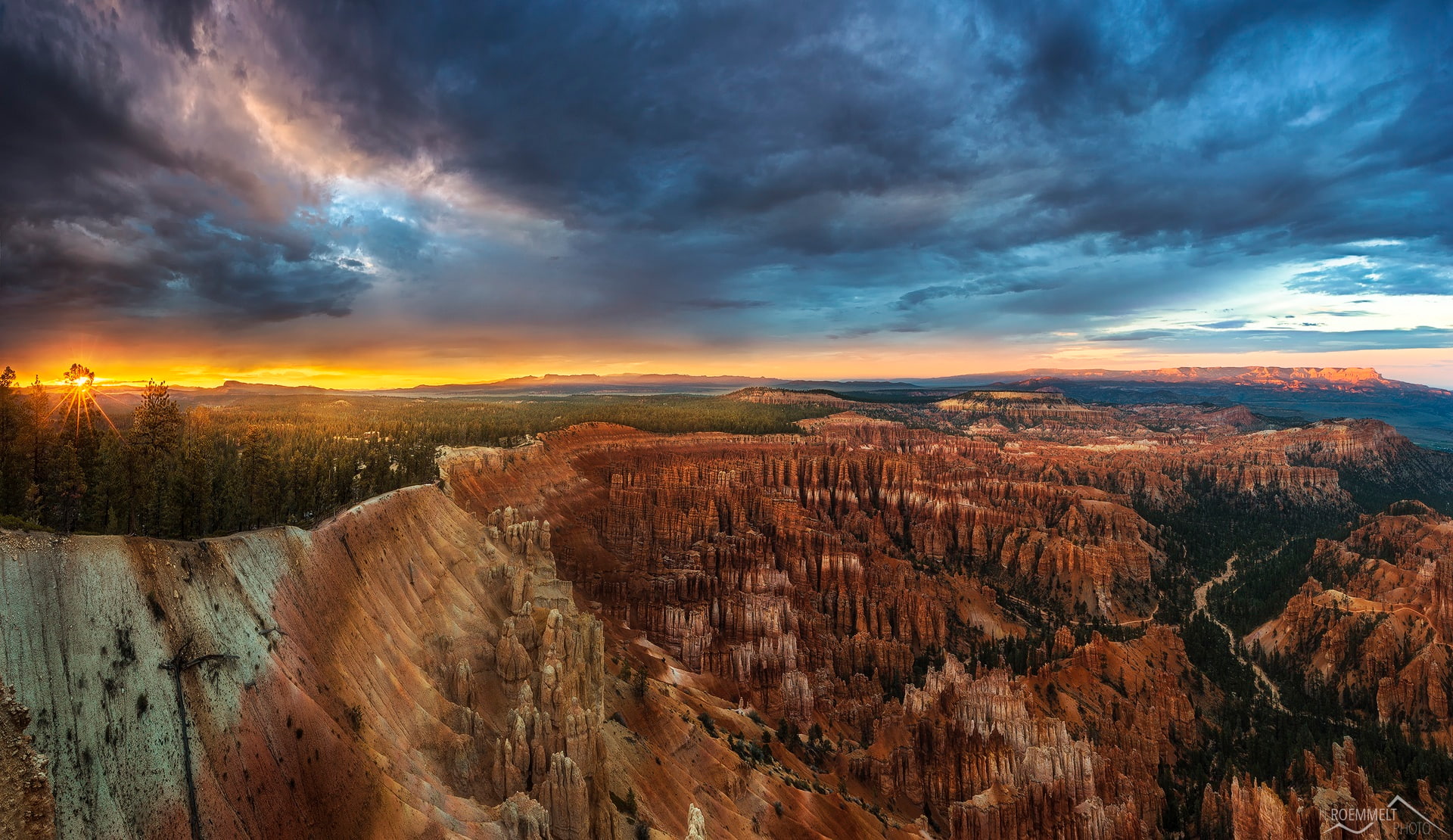 the evening, 1080P, USA, state, Utah, national Park Bryce Canyon, panorama, HD Wallpaper