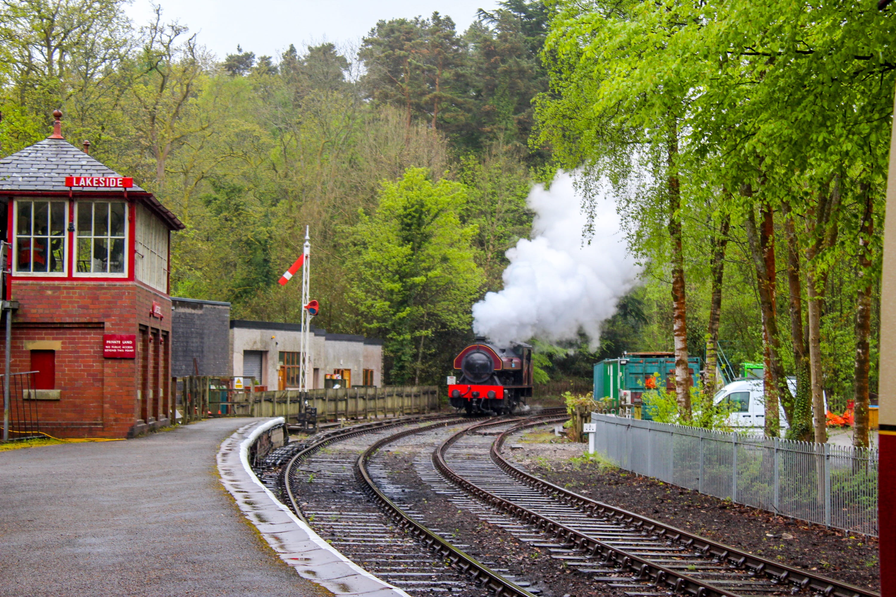 nature, transportation, no people, landscape, smoke - physical structure, public transportation, tree, lake district, haverthwaite railway, steam train, HD Wallpaper