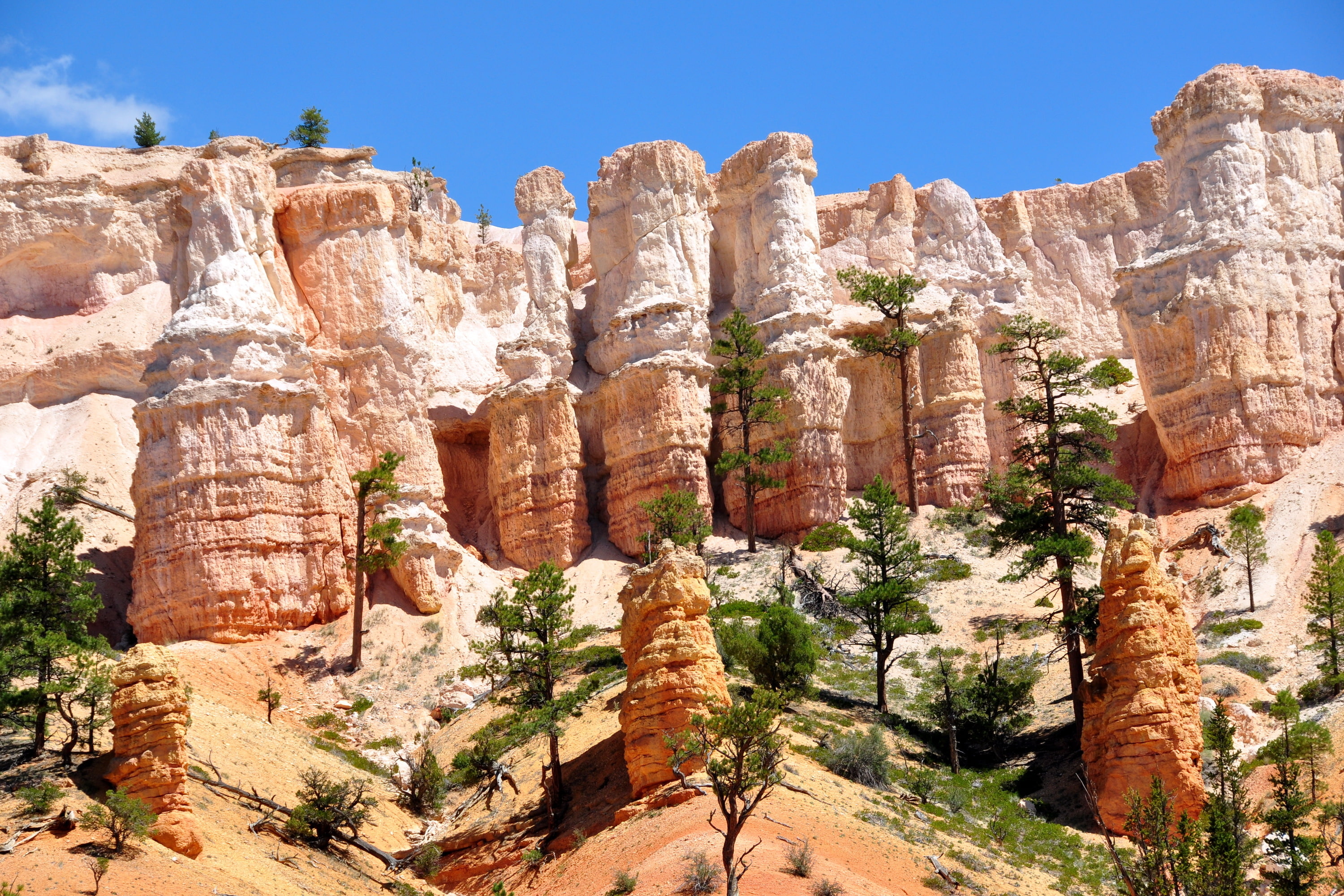 the sky, the sun, canyon, Utah, blue, rocks, Bryce Canyon, USA, 2K, HD Wallpaper