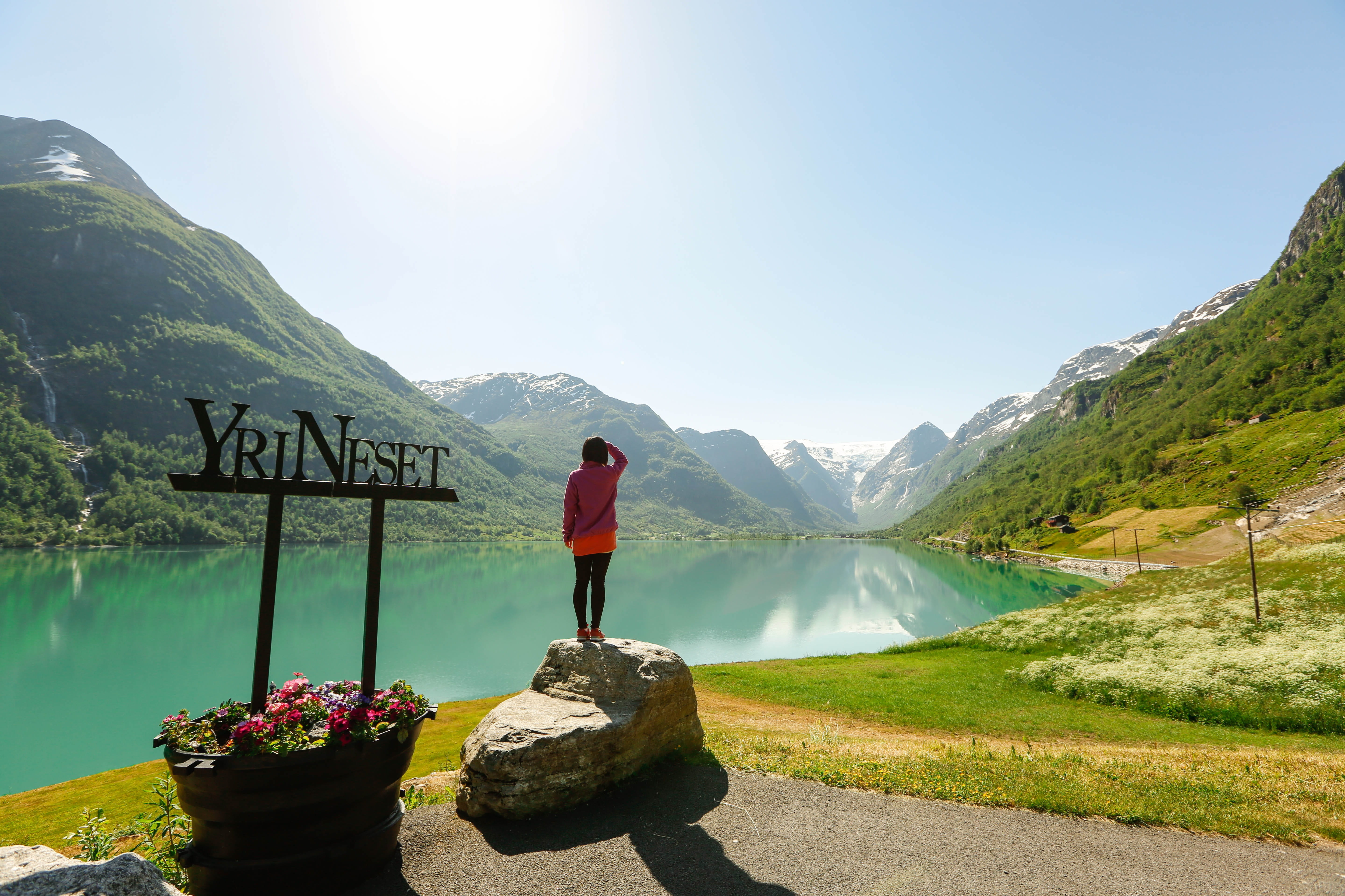 lake, outdoors, full length, rock - object, tranquility, scenics - nature, nature, standing, Europe, looking at view, norway, water, leisure activity, beauty in nature, HD Wallpaper