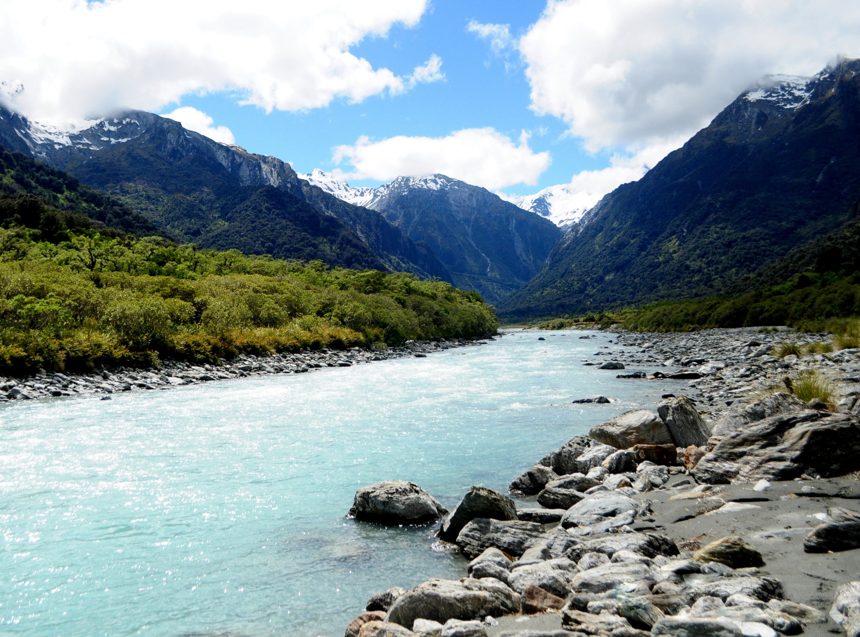 beauty in nature, river, plant, tranquil scene, mountain peak, idyllic, no people, non-urban scene, solid, body, cloud - sky, near, rock, sky, rock - object, HD Wallpaper