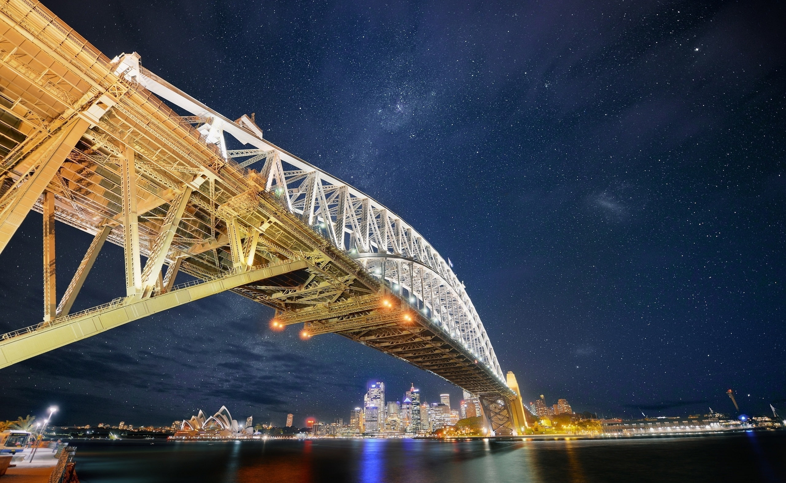 city, skyscraper, outdoors, space and astronomy, illuminated, astronomy, nature, architecture, bridge - man made structure, transportation, connection, HD Wallpaper