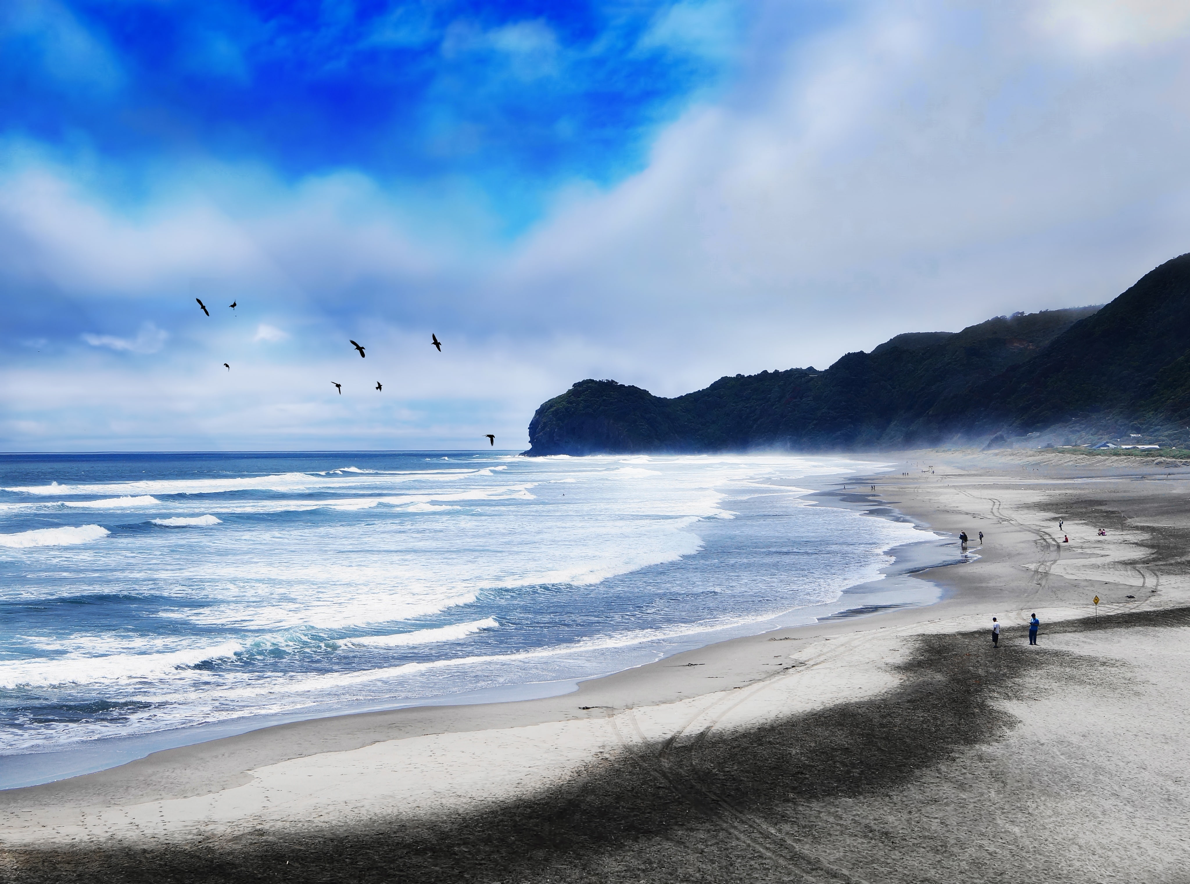 animals in the wild, sand, group of animals, land, people, Oceania, travel, beauty in nature, scenics - nature, water, seascape, blue, landscape, mountain, HD Wallpaper