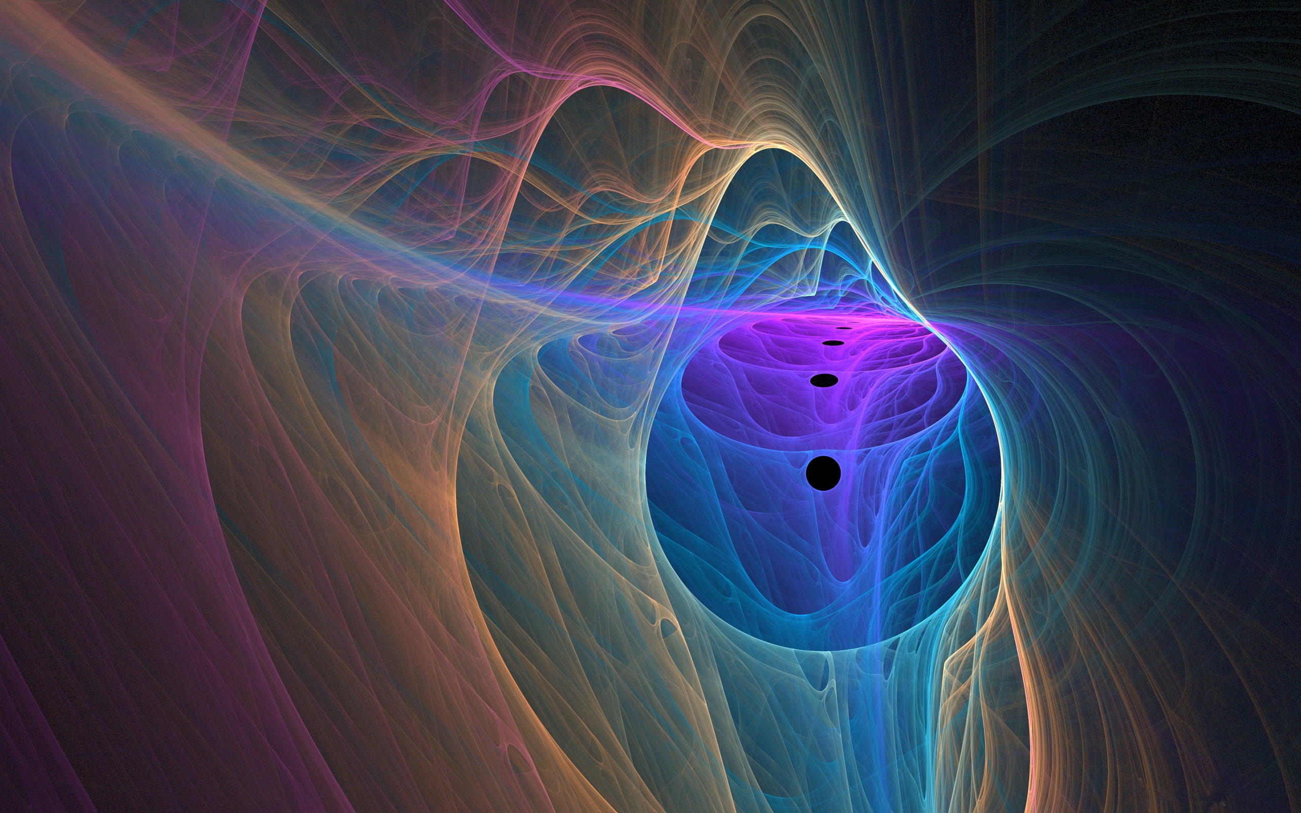 fractal, purple, illustration, wave, abstract, red, pink, yellow, lengths, blue, 2K, hd, HD Wallpaper