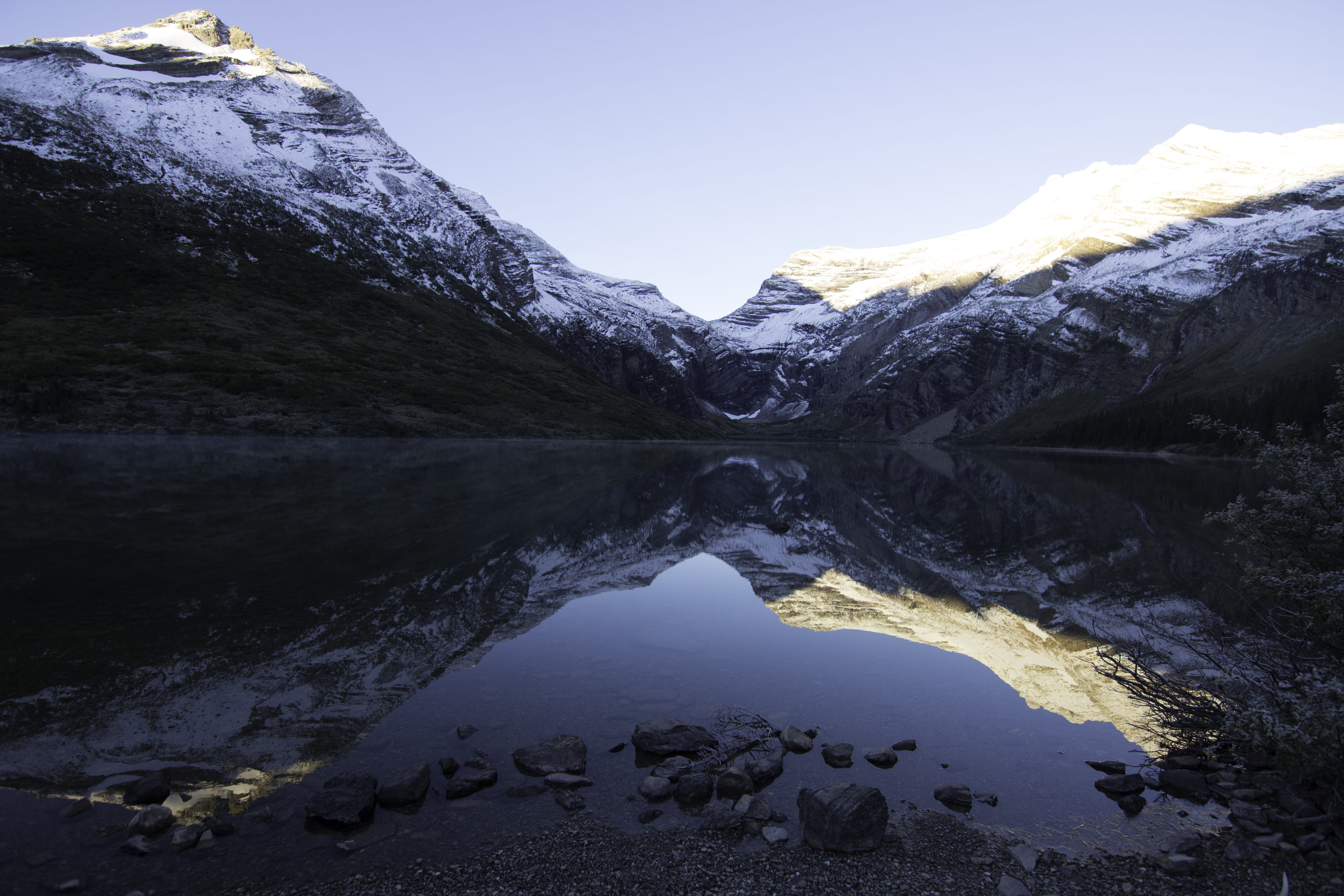 snow, snowcapped mountain, getoutside, reflection, rock - object, formation, glacier, montana, sunlight, tranquil scene, mountains, trails, day, gnp, hiking, HD Wallpaper