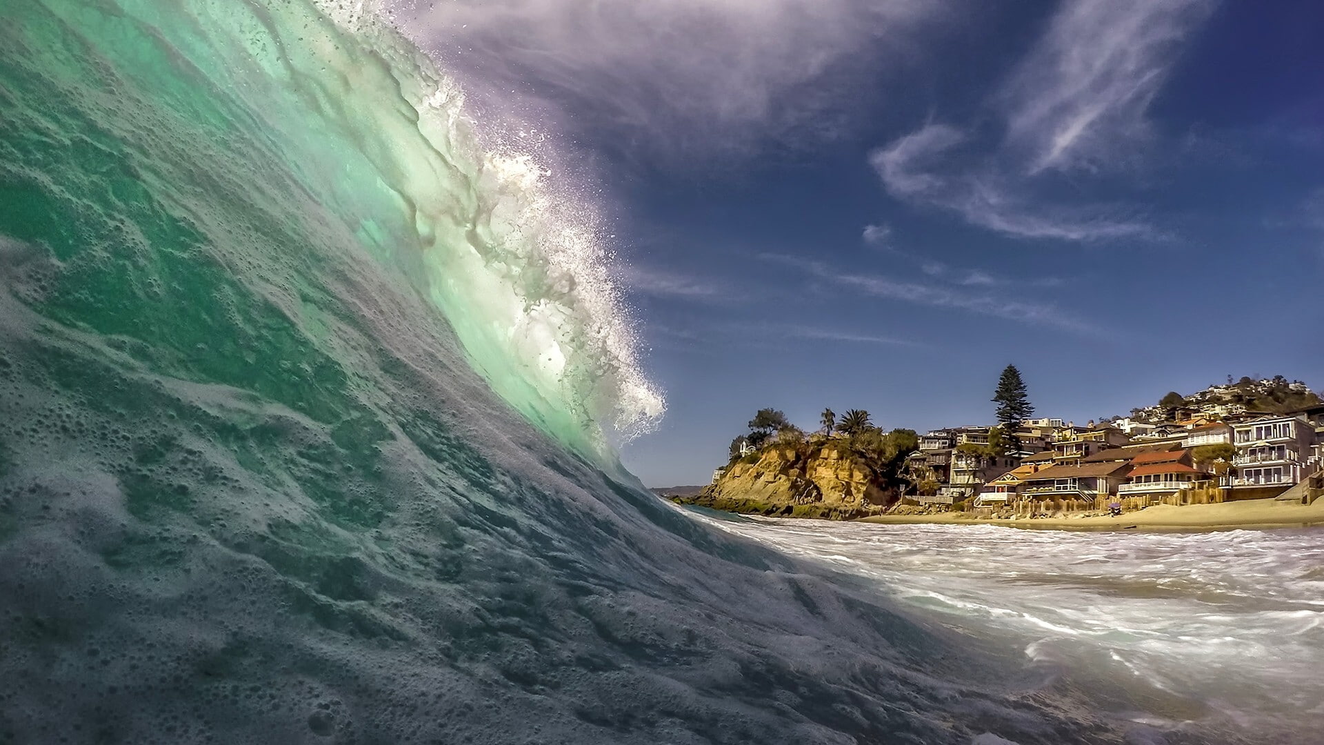 aquatic sport, day, beauty in nature, power in nature, land, wave, water, nature, victoria beach, 1080P, scenics - nature, winter, snow, cloud - sky, surfing, HD Wallpaper