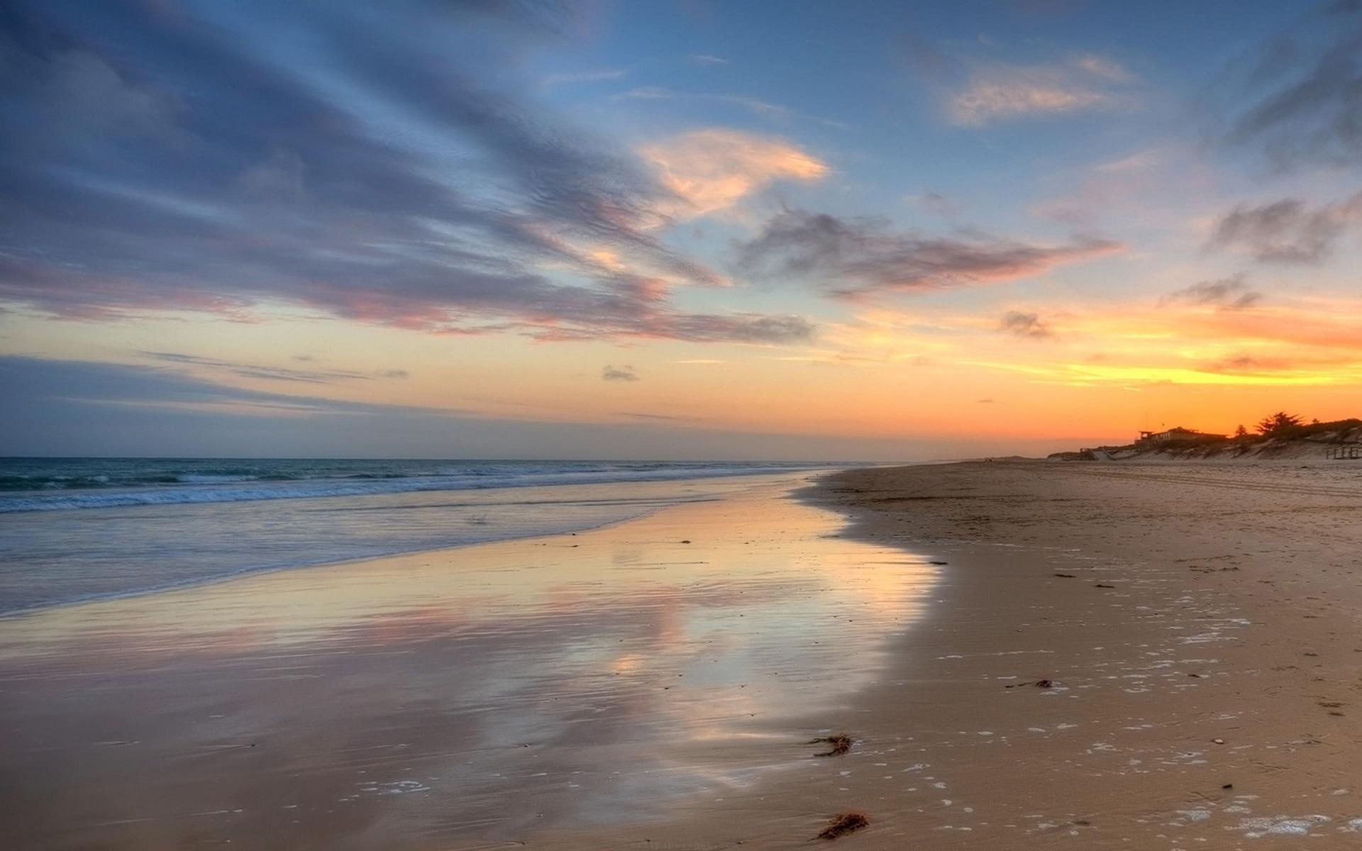ninety, mile, beach, nature and landscapes, dusk, australia, blue, clouds, wave, lakes, victoria, water, gippsl, 1080P, lake, nature, sand, HD Wallpaper