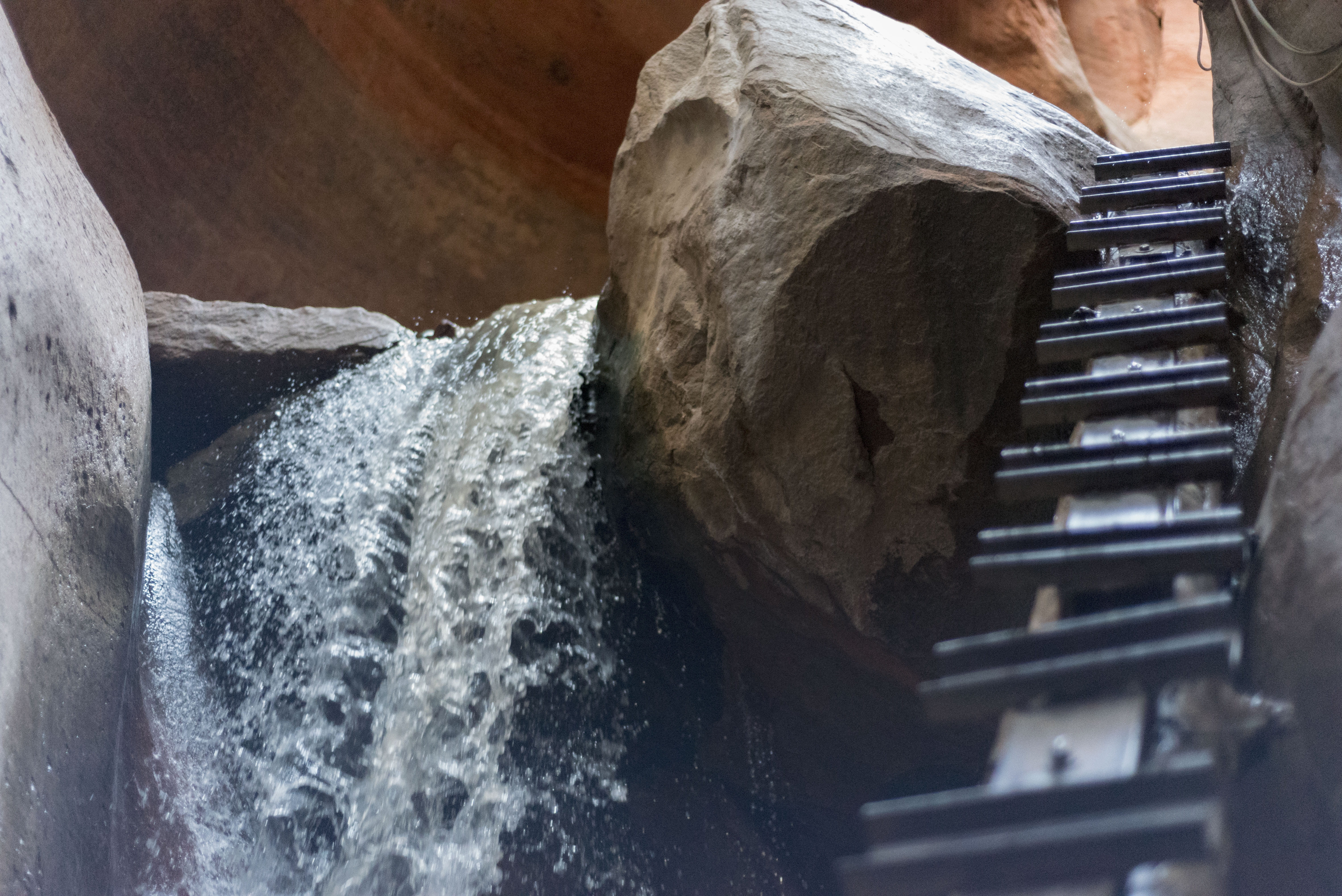 nature, kanarraville, staircase, river, rock, low angle view, ladder, united states, flowing water, solid, red rock, climbing, creek, mountain, waterfall, HD Wallpaper