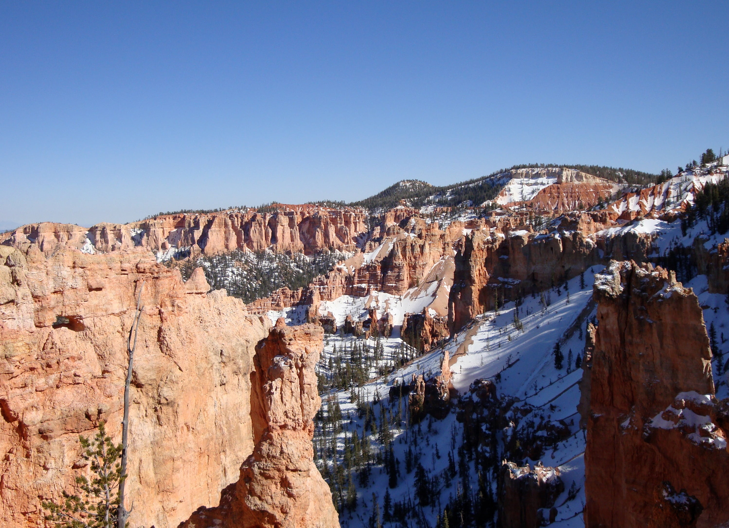 clear sky, rock Hoodoo, bryce Canyon, 2K, united states, non-urban scene, uSA, rock formations, solid, utah, scenics - nature, rock formation, hoodoovorming, HD Wallpaper