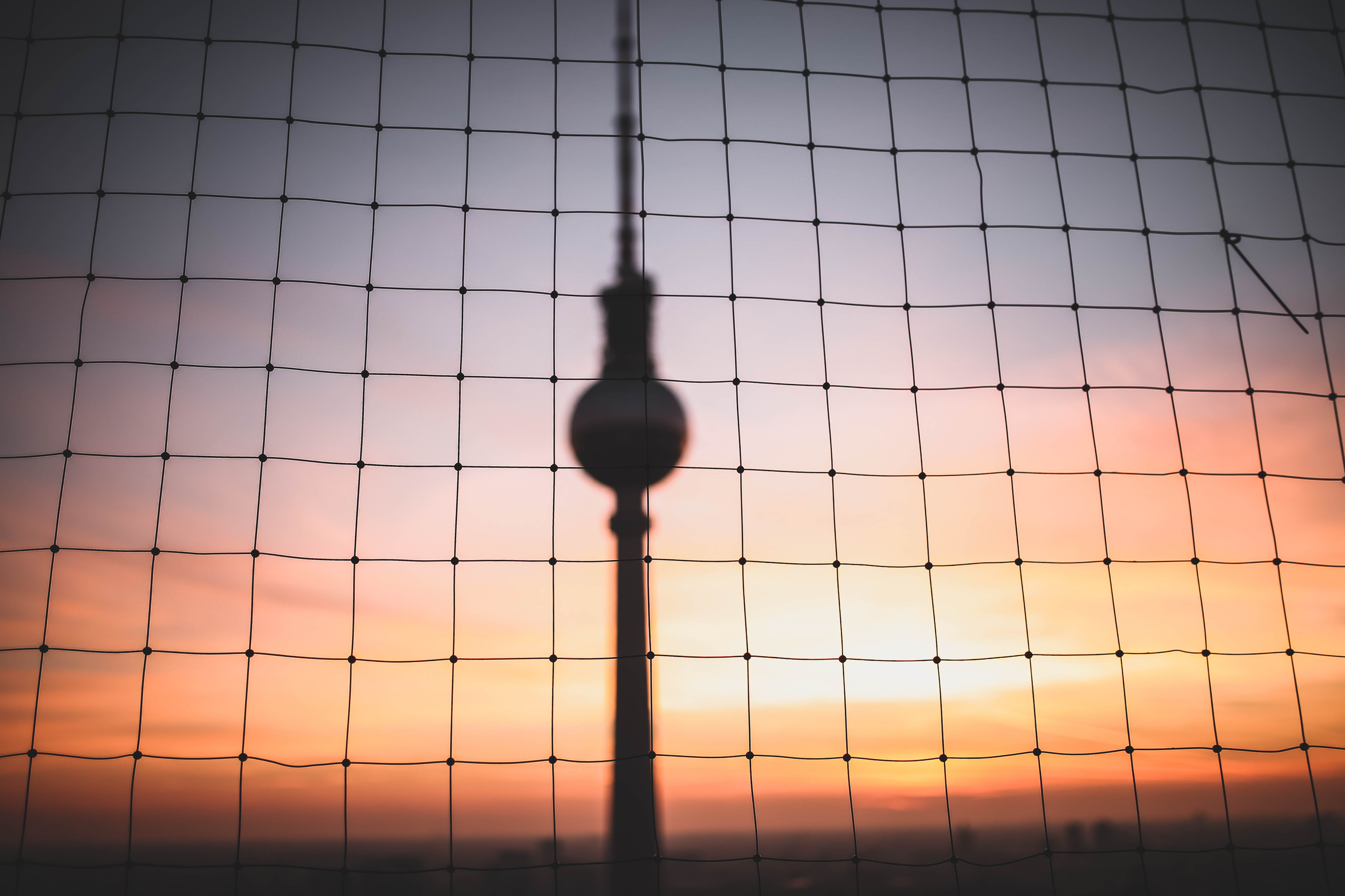 orange, sunlight, 5K, photo, sky, rope, low angle view, hanging, net, sunset, protection, architecture, nature, behind, decor, dezember, grid, day, tower, HD Wallpaper