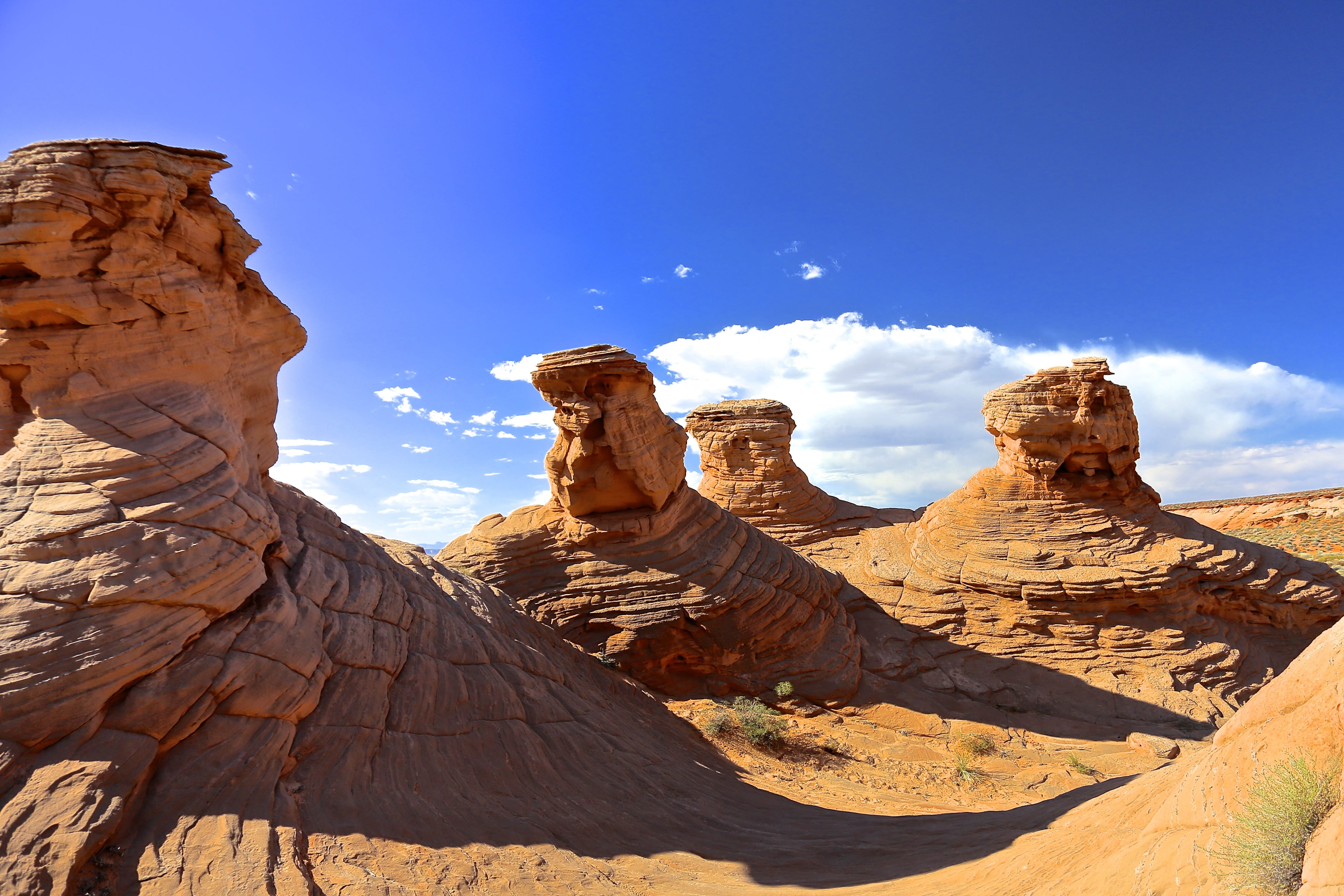 four sister, sky, climate, tranquil scene, lower antelope canyon, tranquility, rock - object, scenics - nature, rock formation, travel destinations, 4K, HD Wallpaper