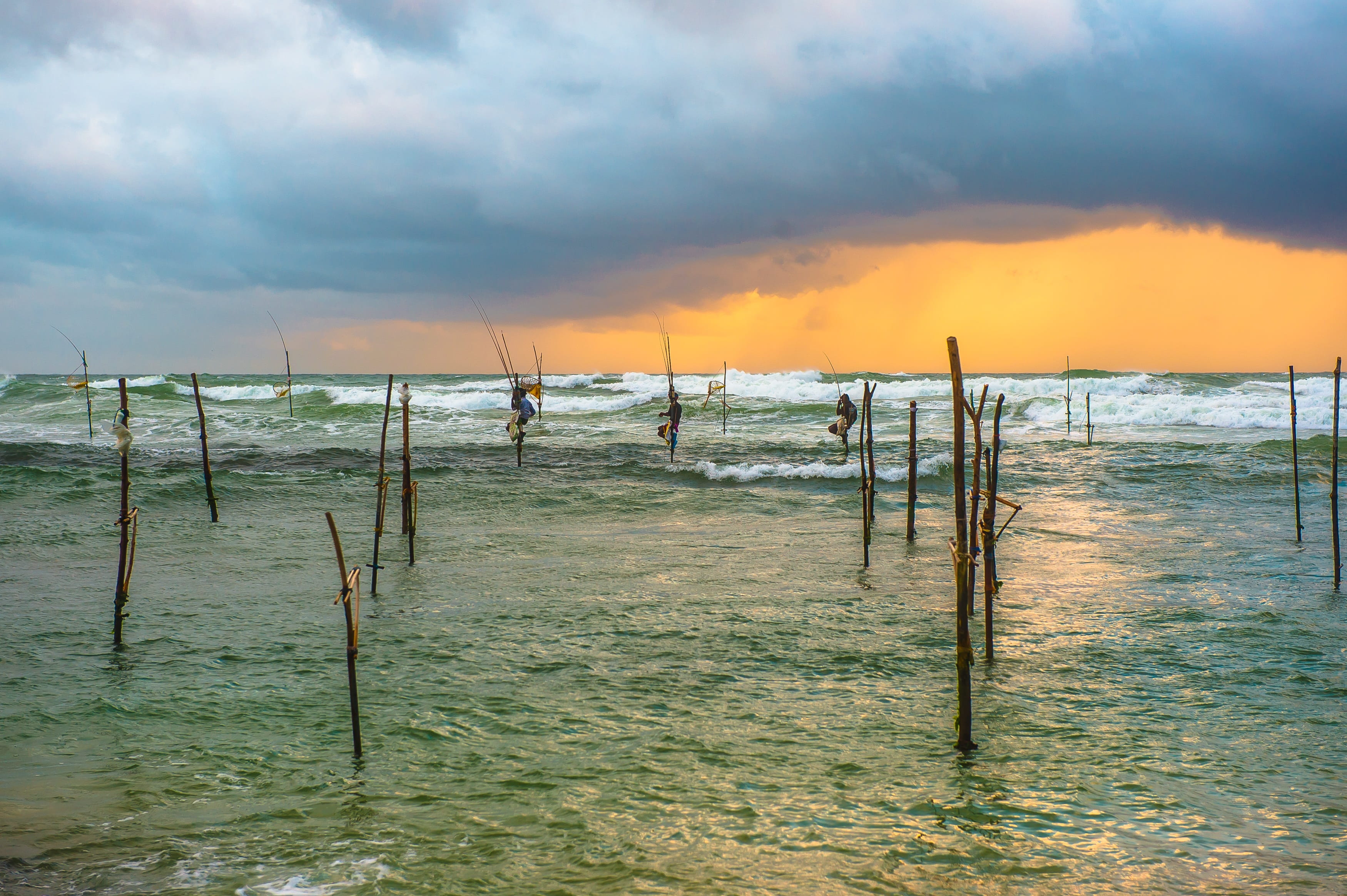 geography, travel, country, scenics - nature, tranquil scene, trip, sunset, post, sri lanka, water, the picturesque, no people, fisherman, storm, land, HD Wallpaper