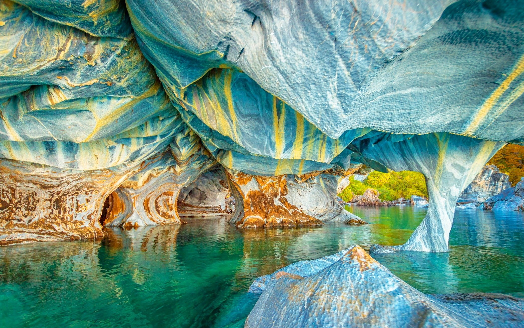1080P, eroded, scenics - nature, tranquility, landscape, lagoon, cave, Rock Formation, water, Chile, environment, reflection, nature, Colorful, no people, HD Wallpaper