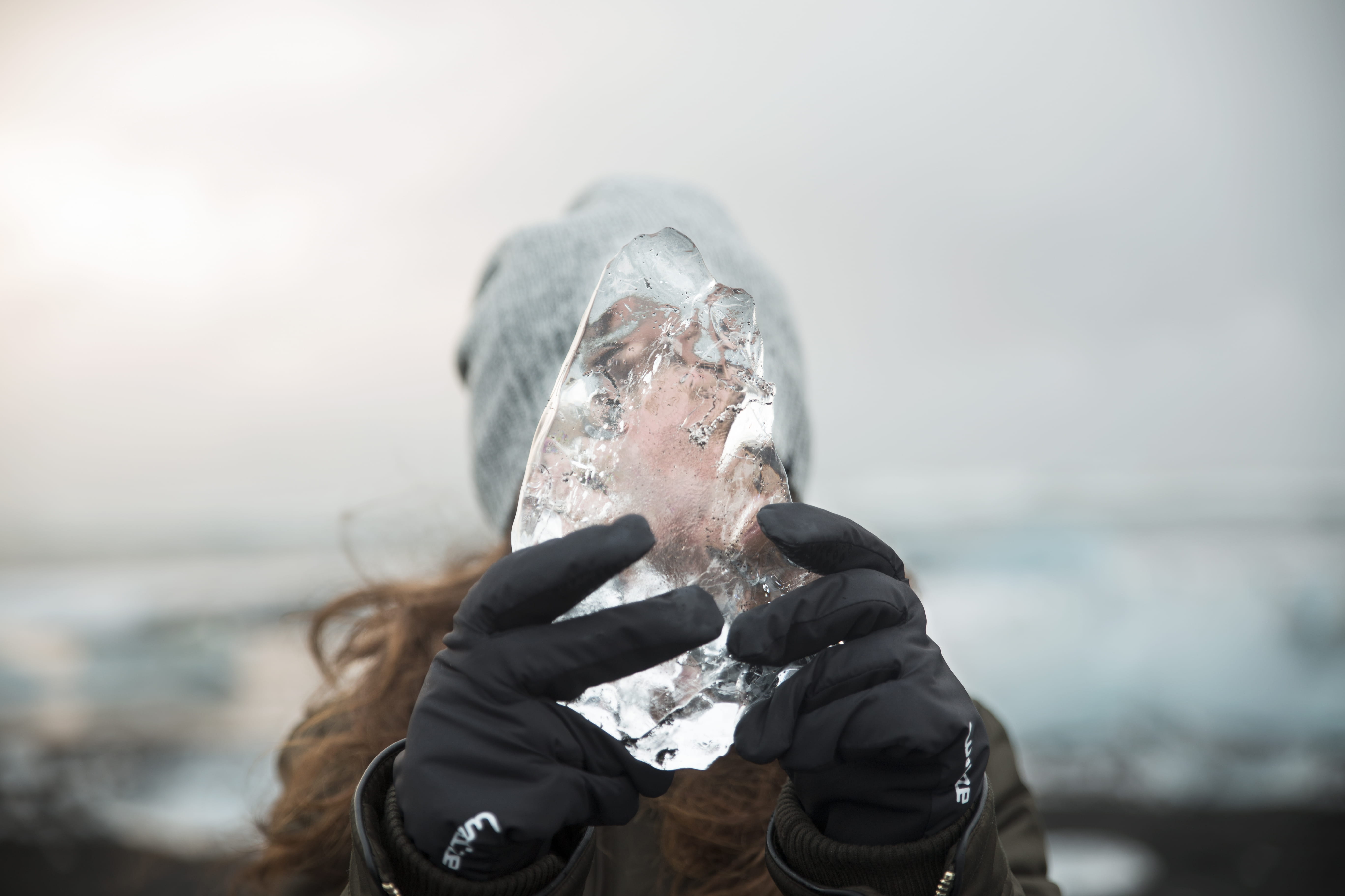 leisure activity, outdoors, finger, front view, headshot, portrait, sea, nature, food, warm clothing, one person, shard, 5K, cold temperature, adult, snow, HD Wallpaper