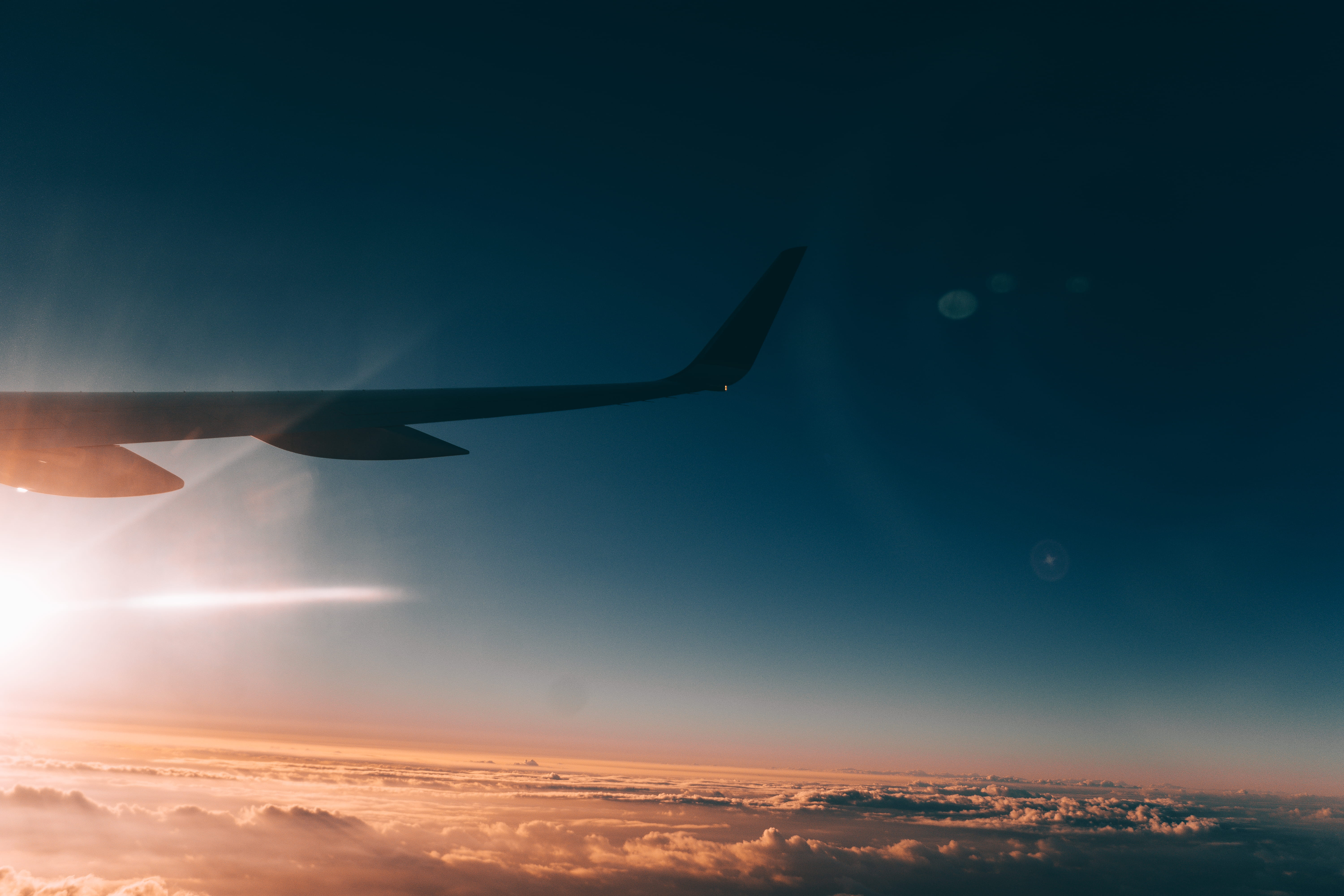 flying, sun, transportation, sunset, united, beauty in nature, american, nature, scenics - nature, cloud - sky, united states, 5K, clouds, mile high club, HD Wallpaper