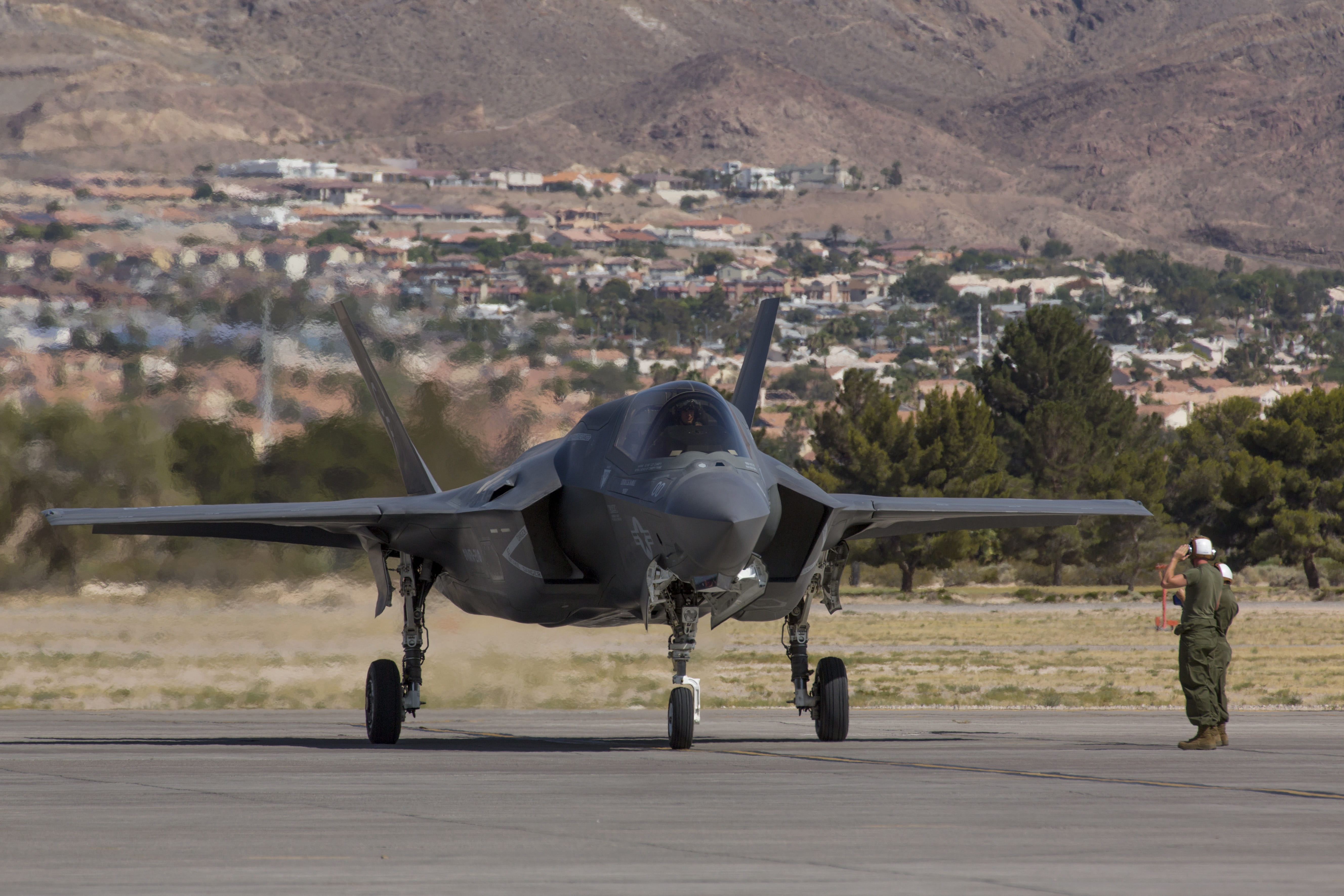 air force, real people, air vehicle, military, aerospace industry, armed forces, nature, rear view, full length, F-35B, government, mountain, people, f-35b, HD Wallpaper