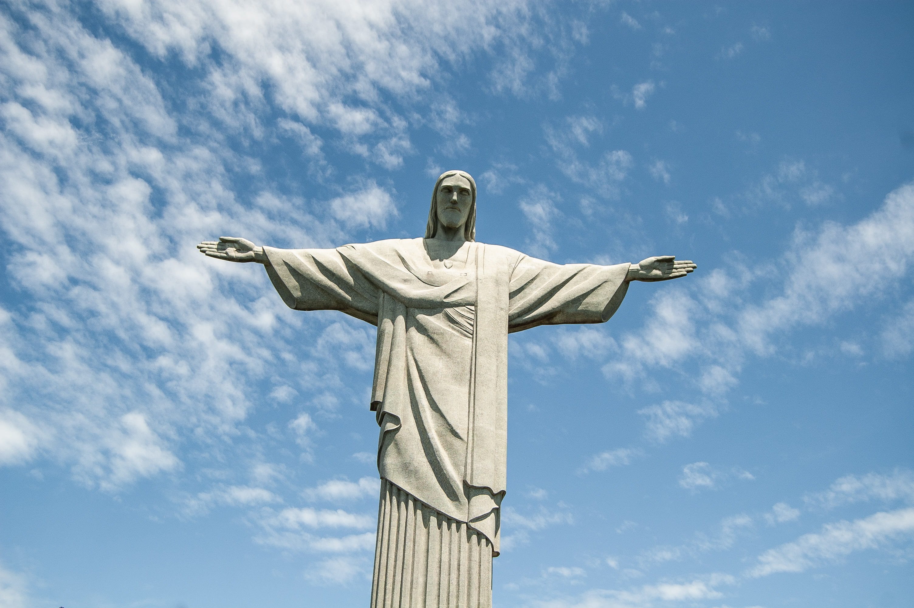 building, figurine, sculpture, spire, transportation, human, outdoors, religion, christ, archaeology, statue, sky, tower, spirituality, airplane, low angle view, HD Wallpaper