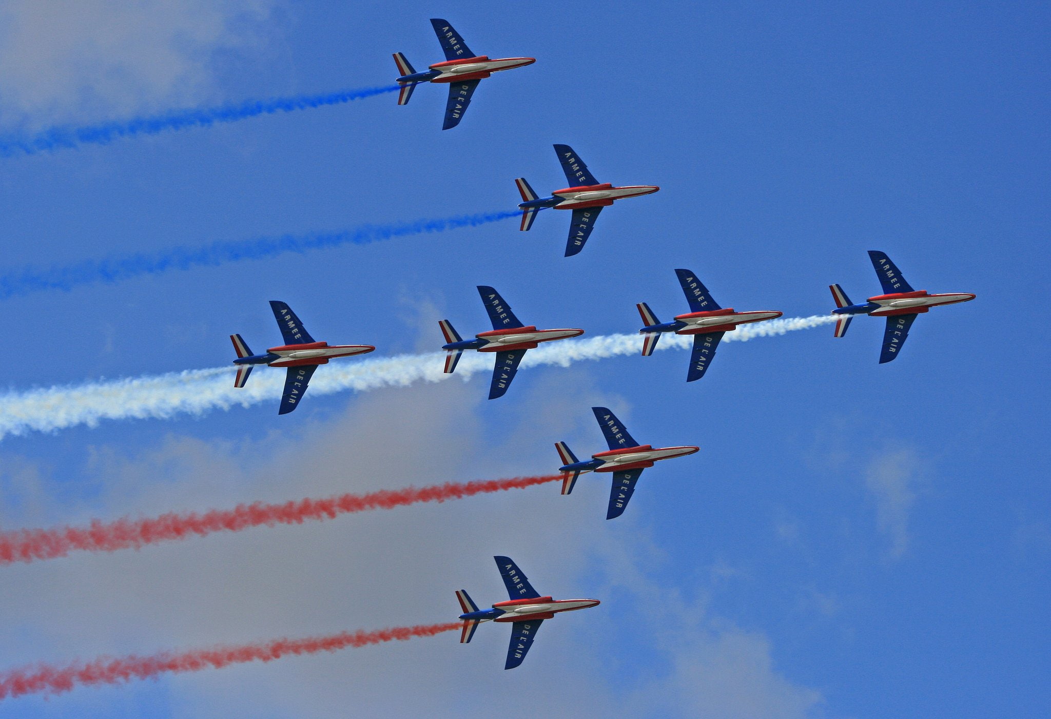 acrobatic, contrails, alpha, aviation, 1080P, air, jet, aircraft, force, patrouille, france, HD Wallpaper