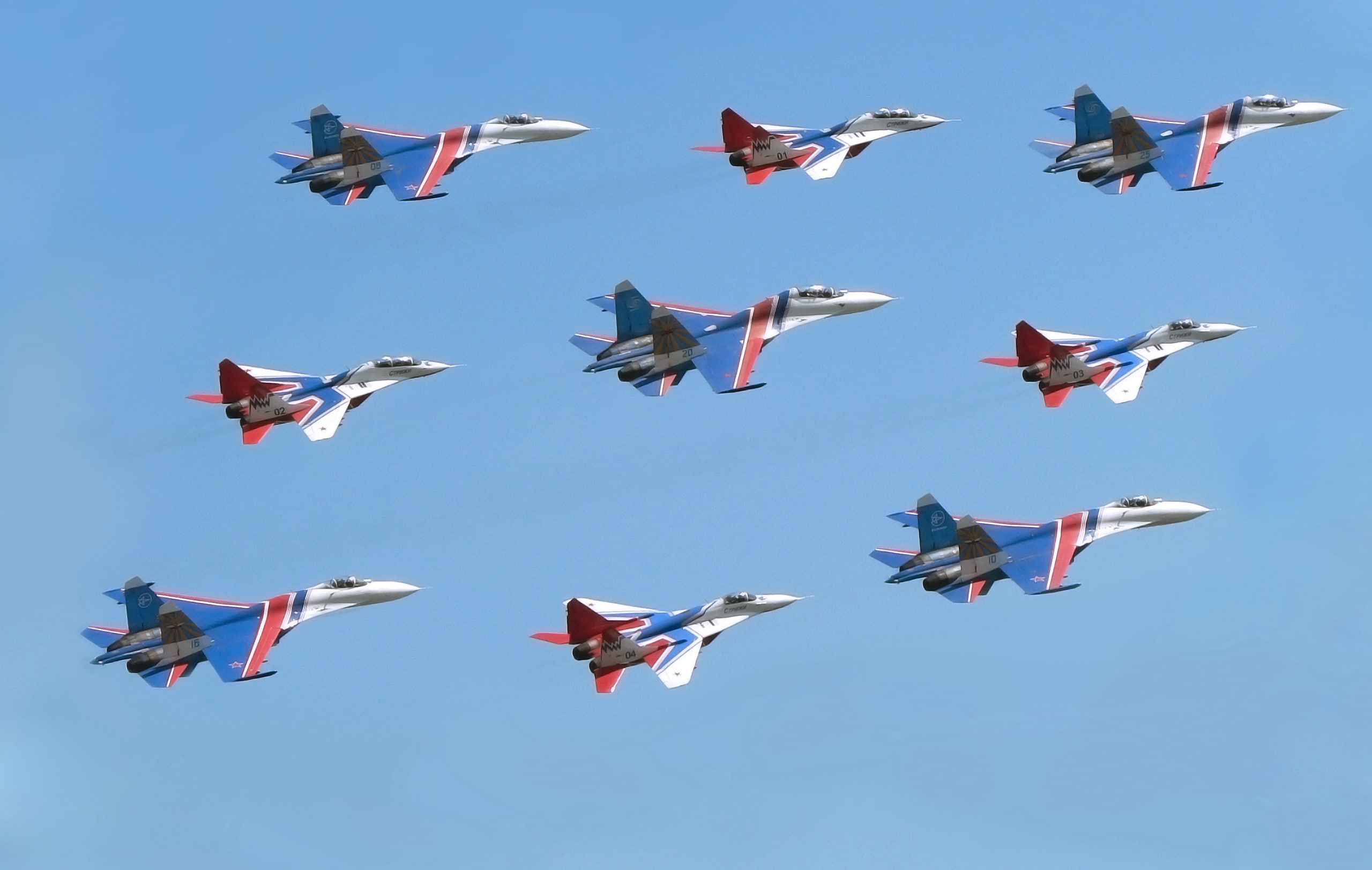 The Fourth Generation, 2K, group of animals, large group of animals, no people, aircrafts, sky, Day, flying, animal wildlife, white, Su 27, spread wings, HD Wallpaper