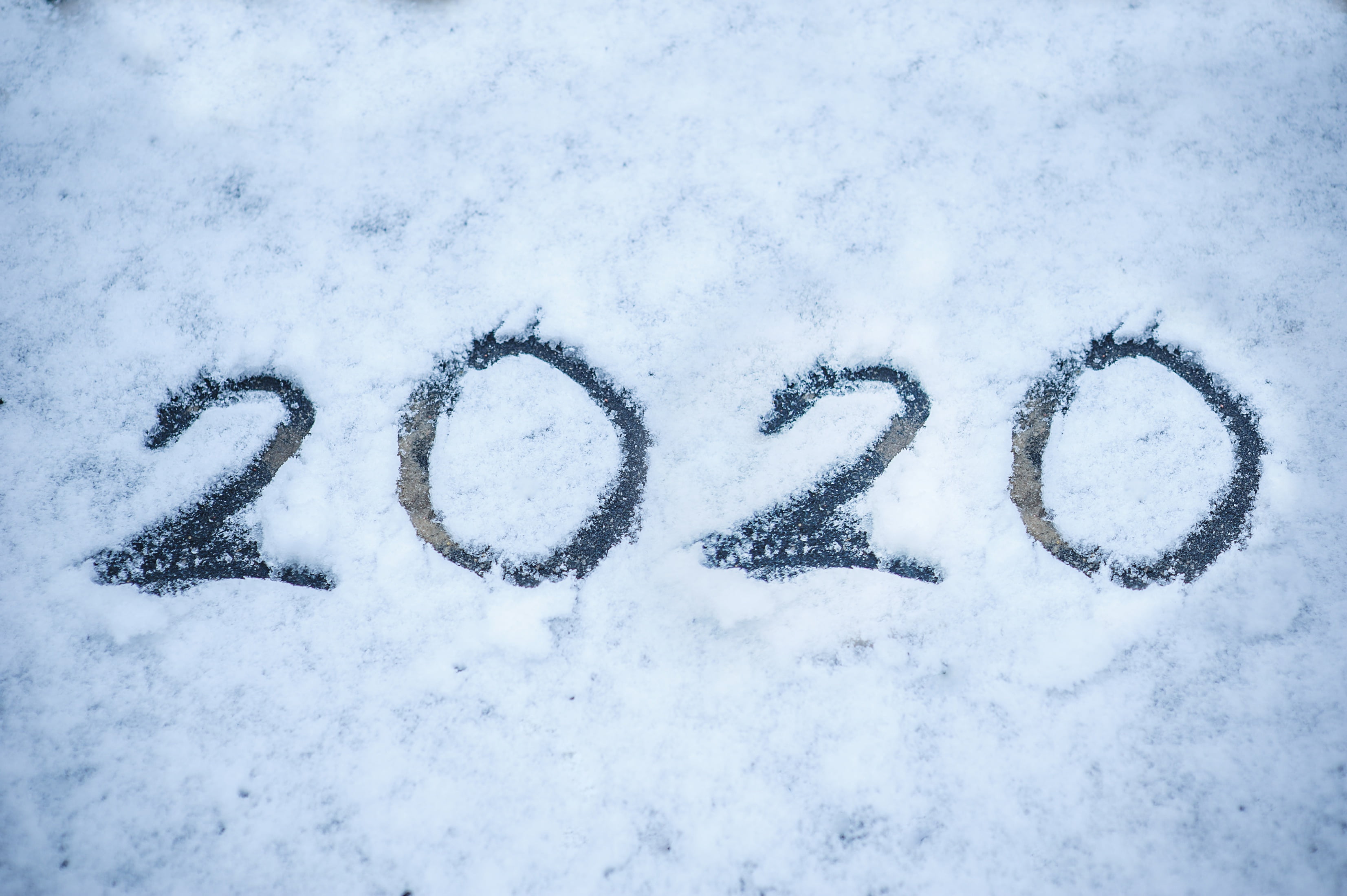 2020, 2K, white, new year, happy, snow, winter, HD Wallpaper