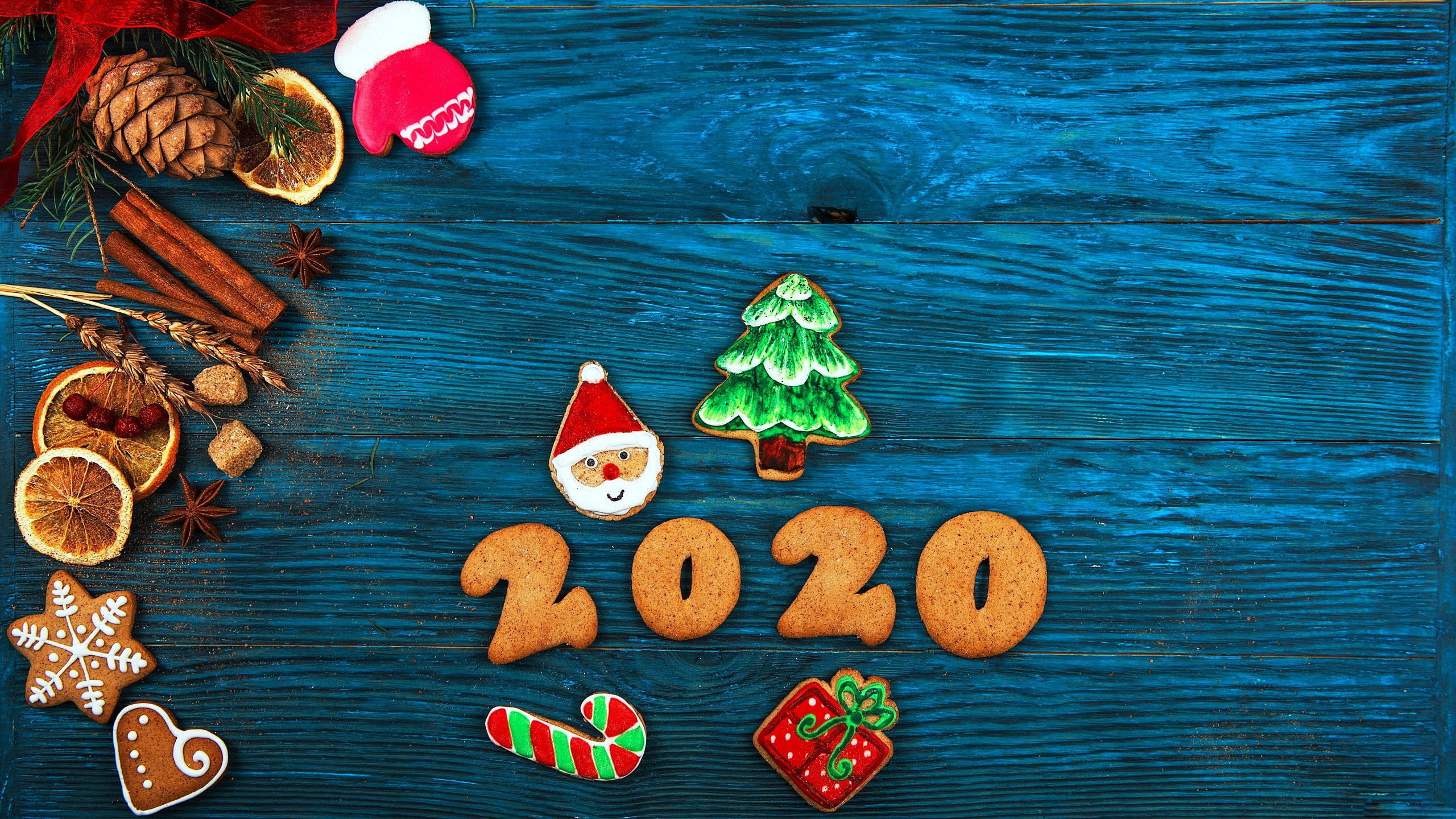 New Year, cookies, 2020, 2K, cakes, HD Wallpaper