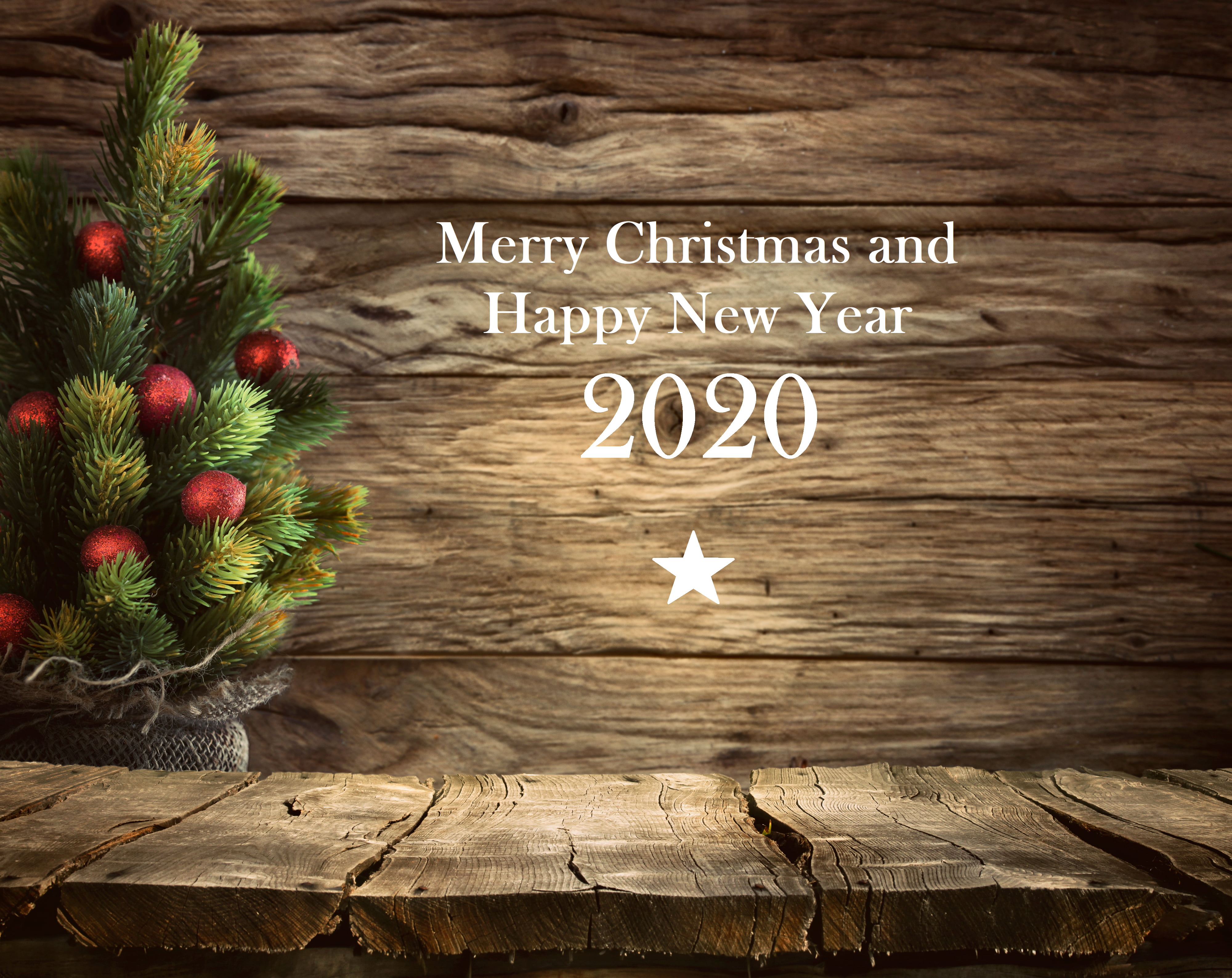 Christmas Tree, Wood, Happy New Year, Merry Christmas, New Year 2020, 4K, Holiday, HD Wallpaper