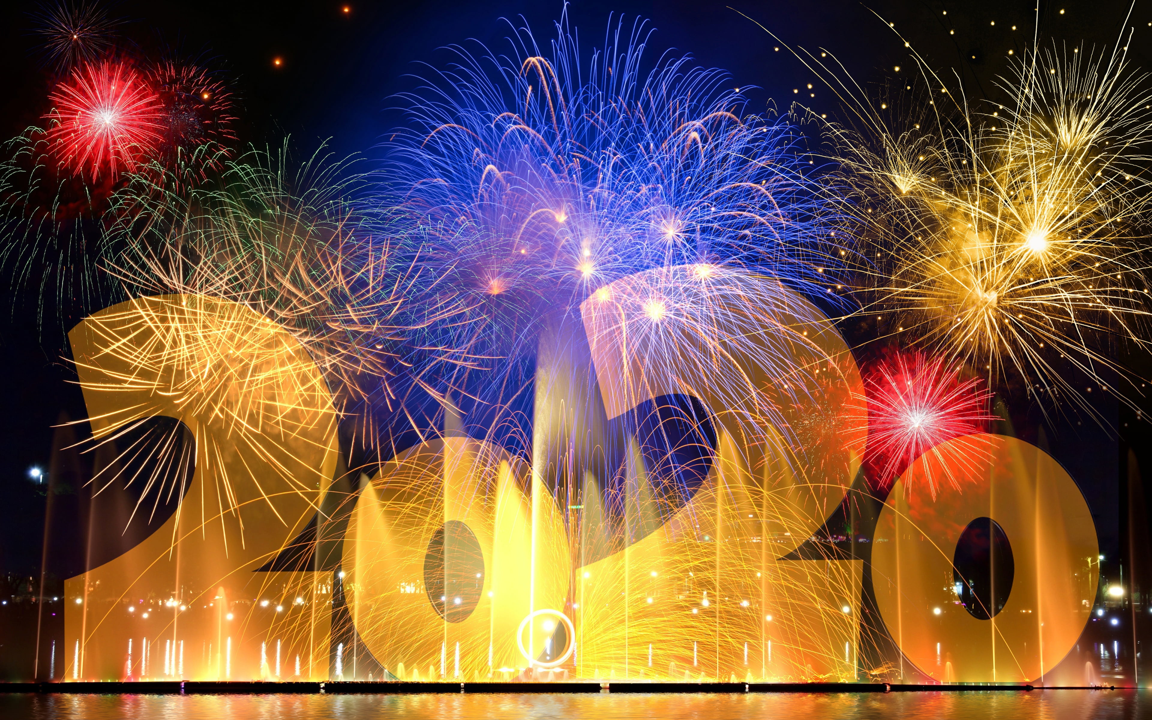 Holiday, Fireworks, 4K, New Year 2020, New Year, HD Wallpaper