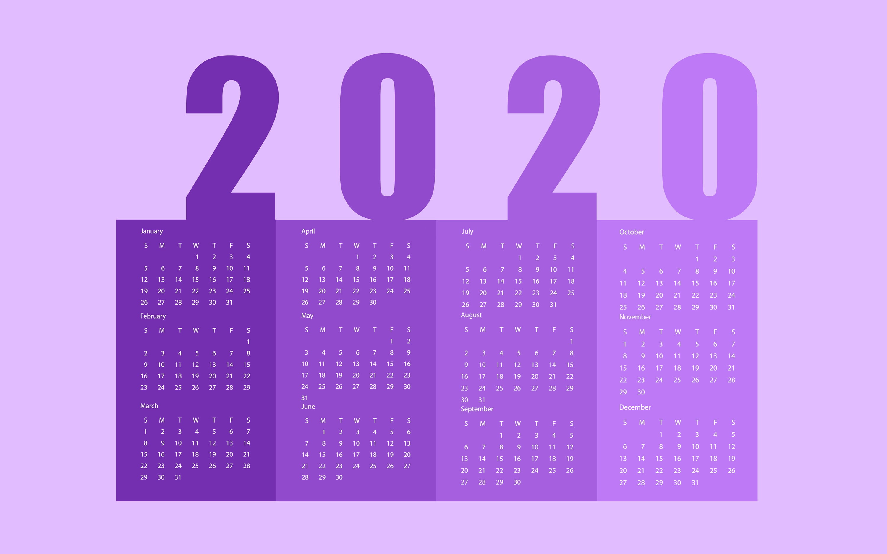 2020, 2K, calendar, New year, HD Wallpaper