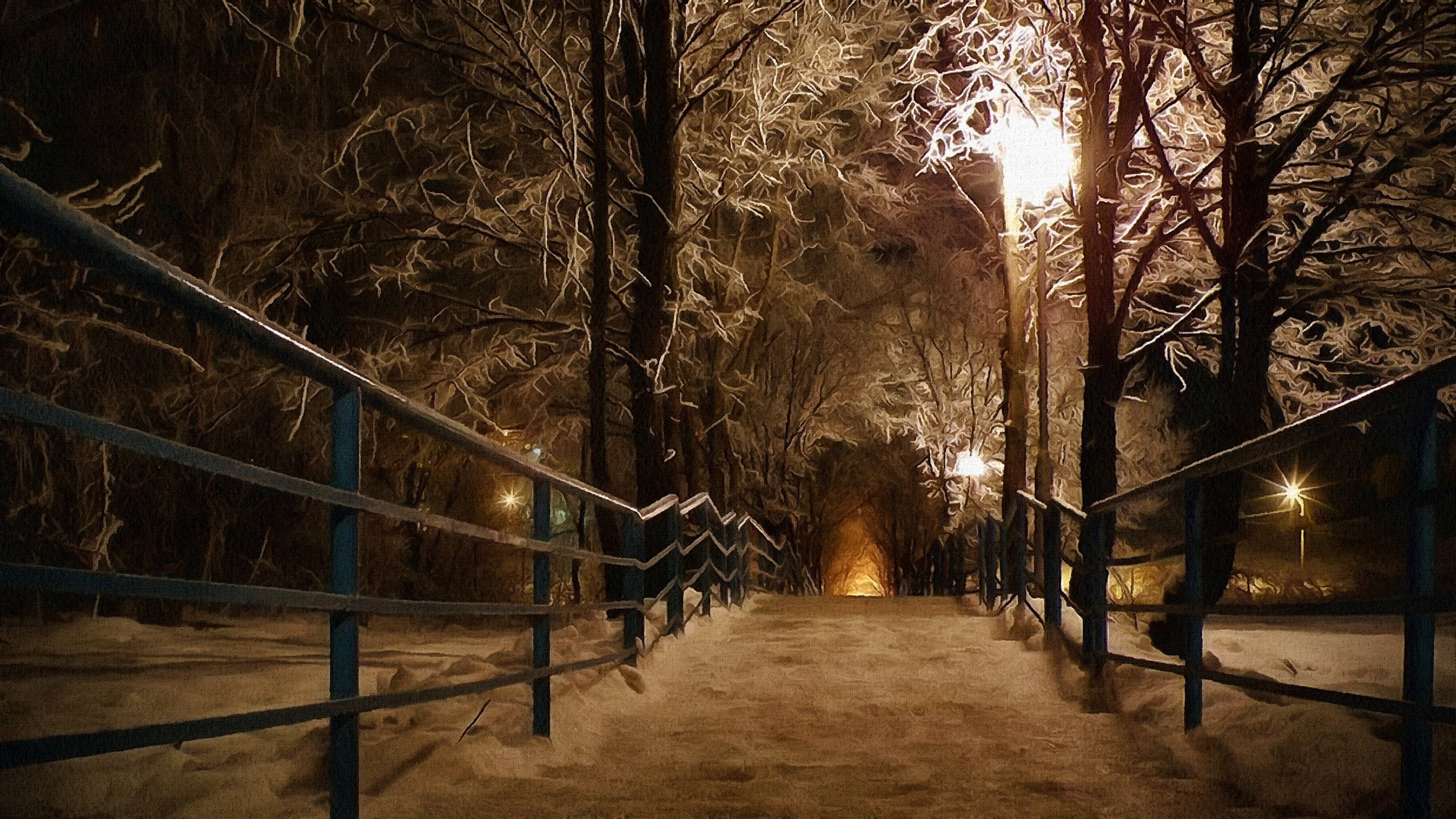winter, wooden, cold temperature, lighting equipment, staircase, footpath, land, framed, outdoors, glass, railing, the way forward, connection, direction, HD Wallpaper