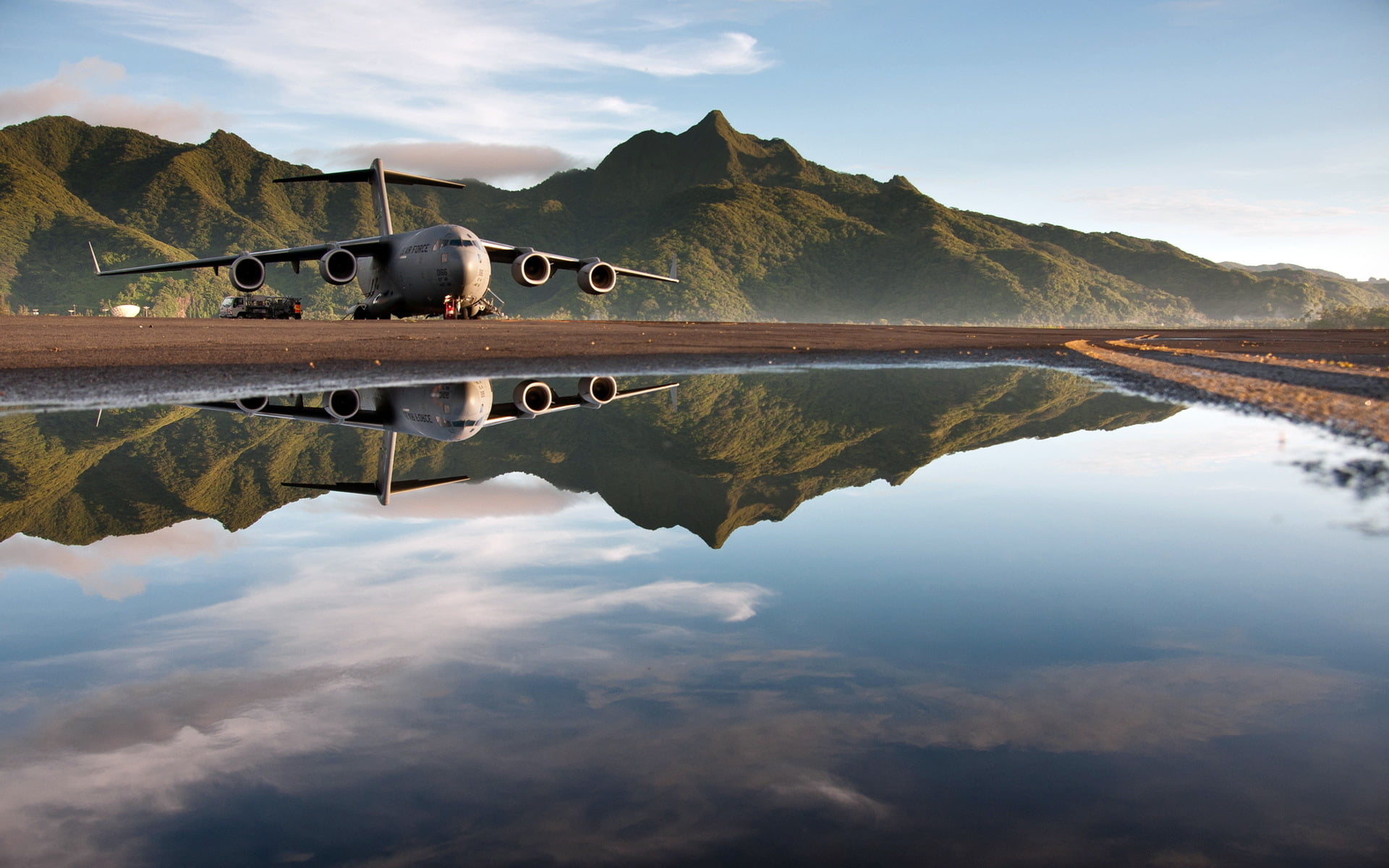 beauty in nature, scenics - nature, airplane, 1080P, mountain range, waterfront, sky, non-urban scene, the plane, day, tranquility, tranquil scene, gray, HD Wallpaper