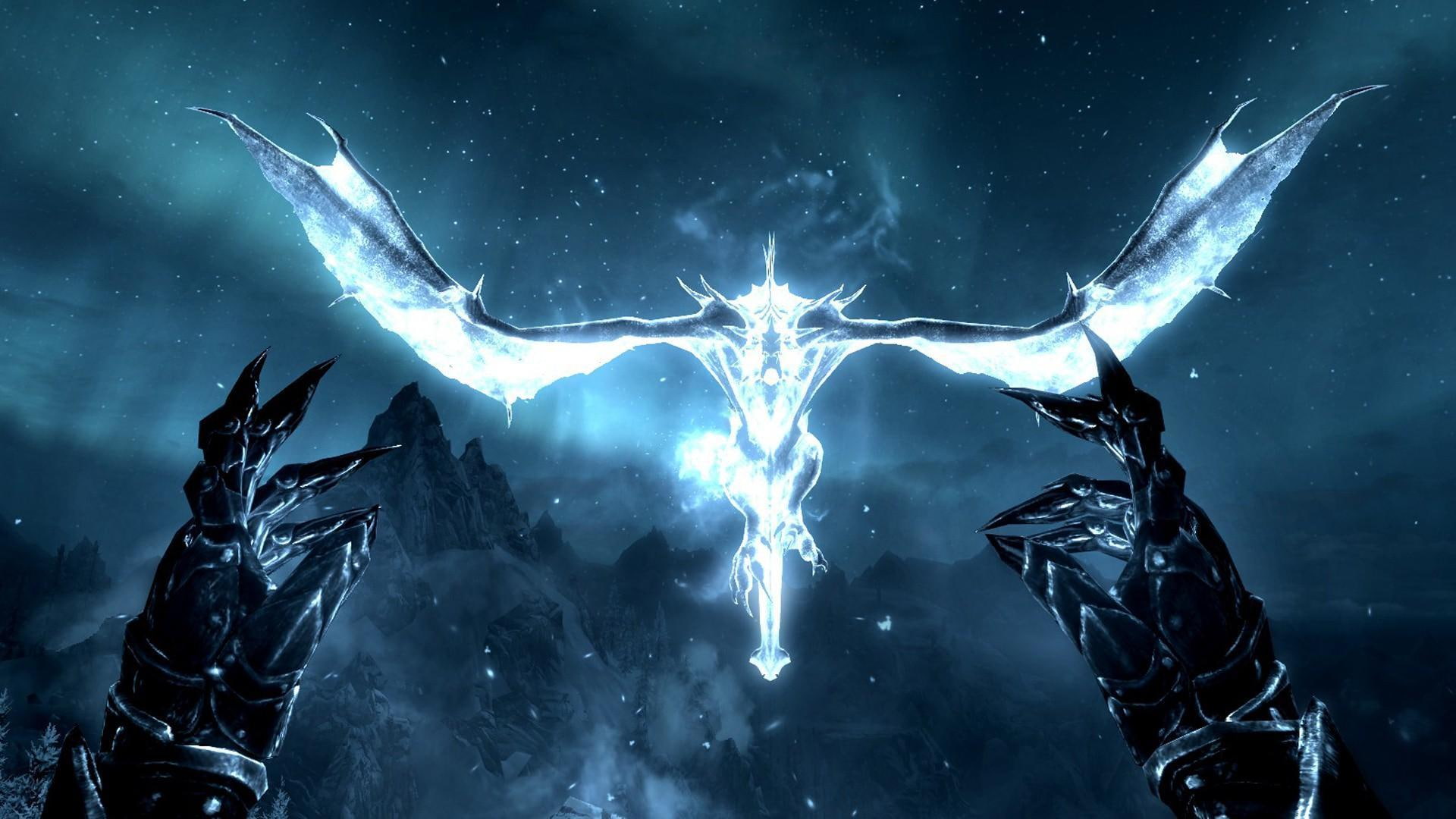 nature, outdoors, fantasy, gloves, stars, illustration, underwater, frozen, The Elder Scrolls V: Skyrim, space, flight, ice, one person, representation, HD Wallpaper