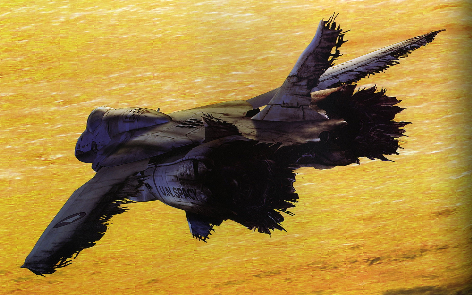 Crash, anime, 1080P, sea, Macross, VF - 0S, hd, zero, plane, art, fall, sunset, HD Wallpaper