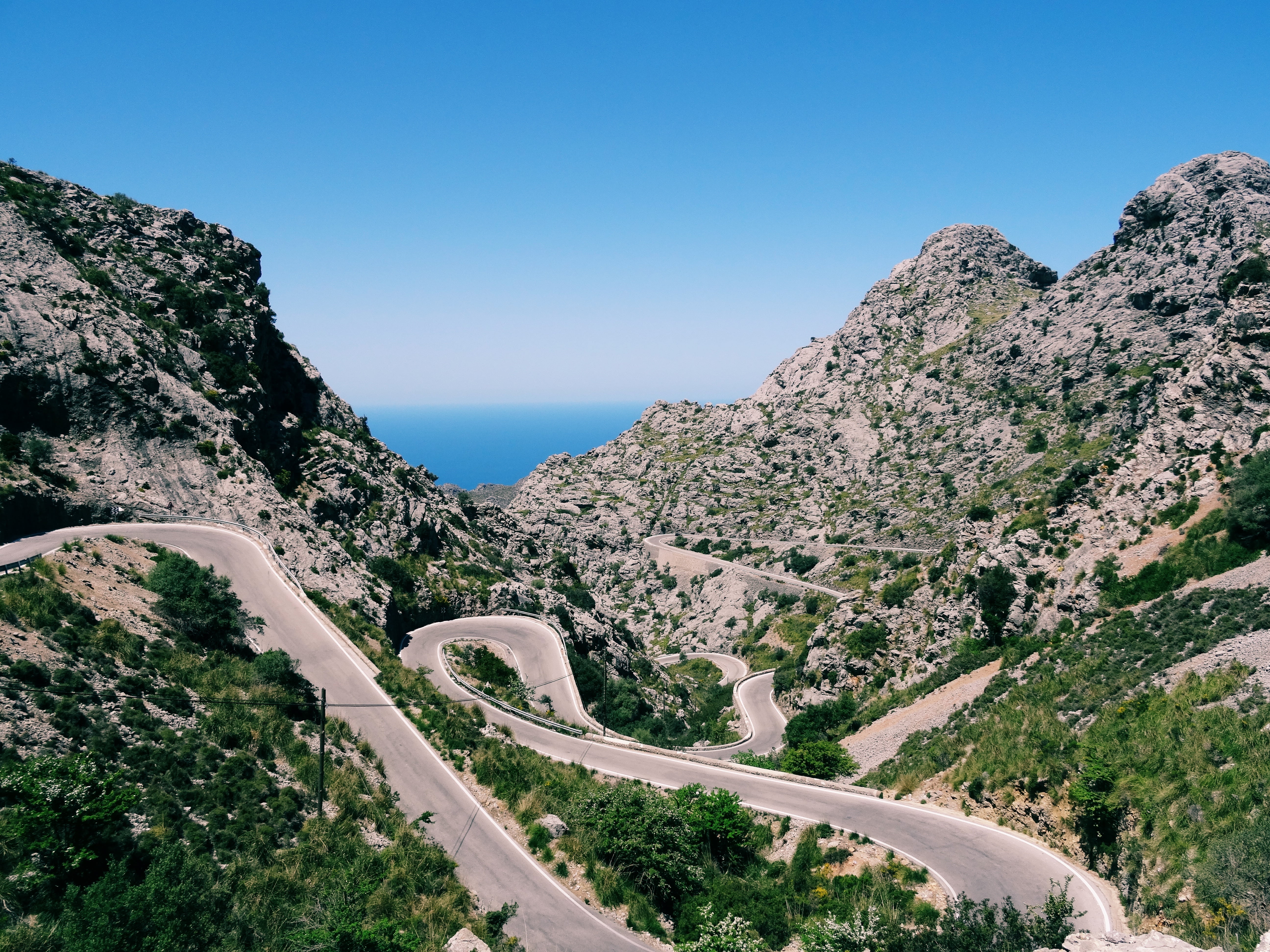day, mountains, mountain road, street, tranquility, scenics - nature, tree, beautiful landscape, winding Road, mountain, tourism, non-urban scene, blue, HD Wallpaper