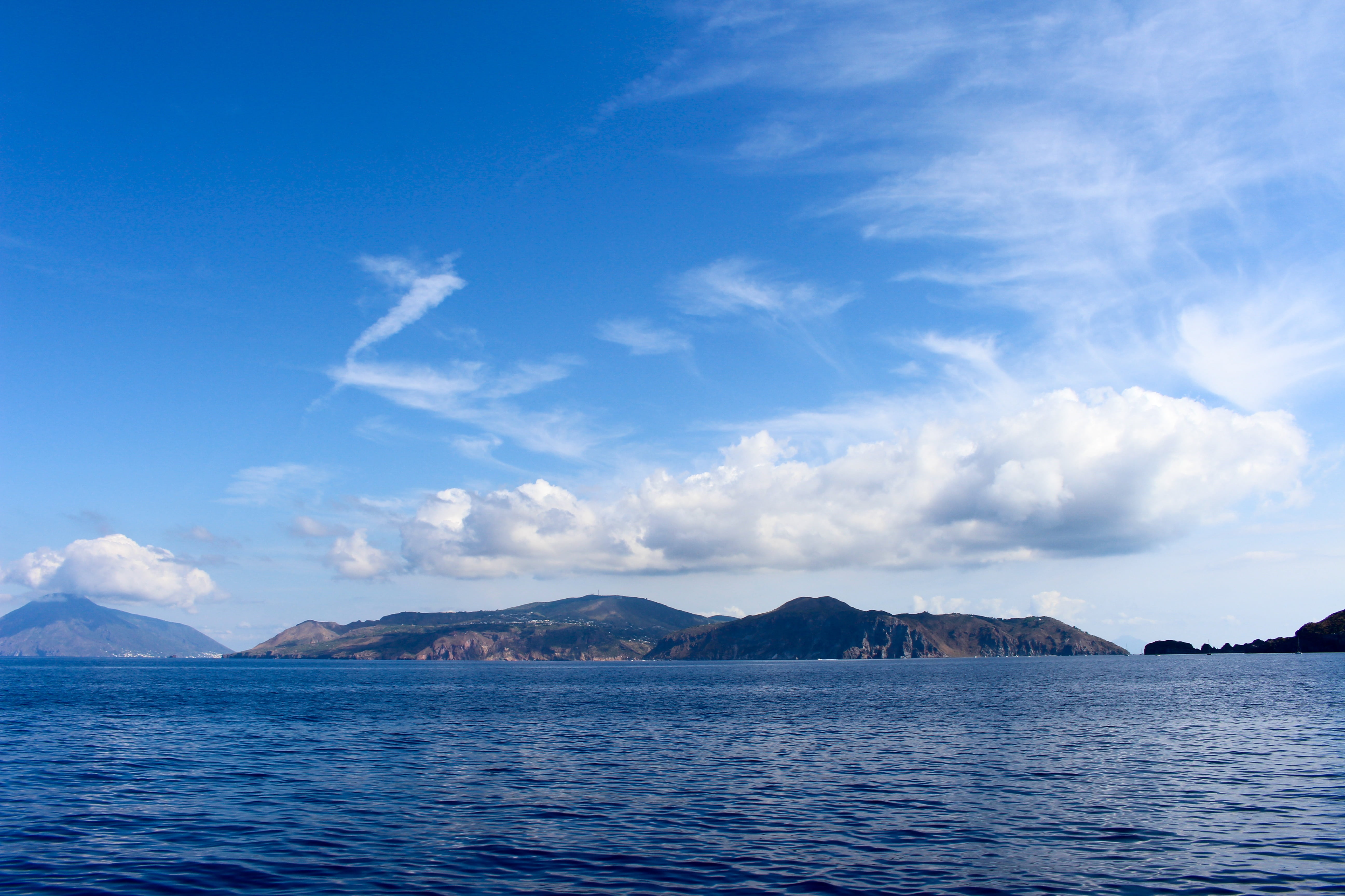 environment, no people, tranquil scene, cloud, tranquility, landscape, 5K, water, sky, sea, italy, outdoors, mountain, island, mountain range, cloud - sky, HD Wallpaper