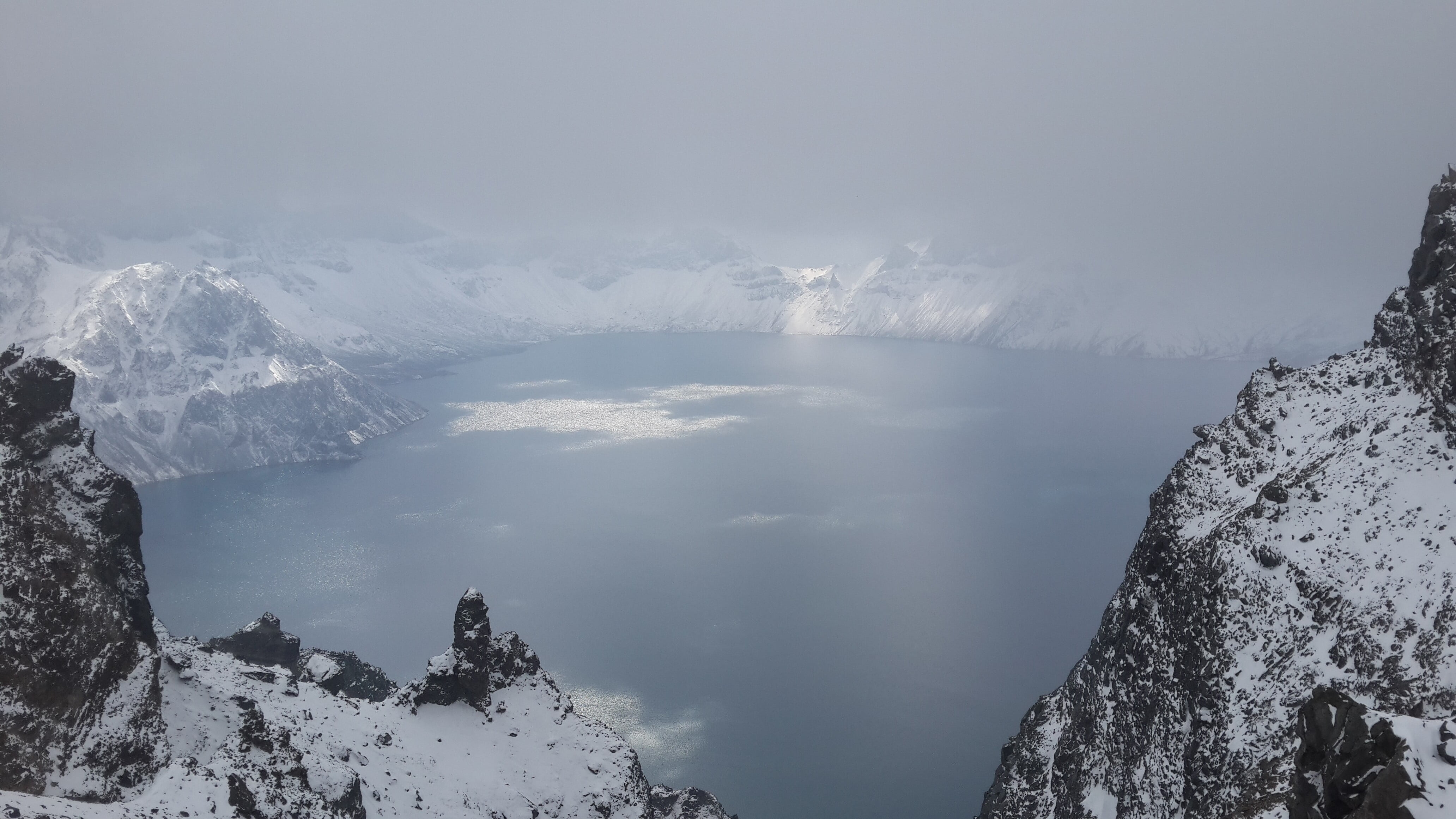 nature, changbai mountain, outdoors, monster, snowcapped mountain, water, environment, mountain peak, mountain, tranquil scene, fog, scenics - nature, tianchi, HD Wallpaper