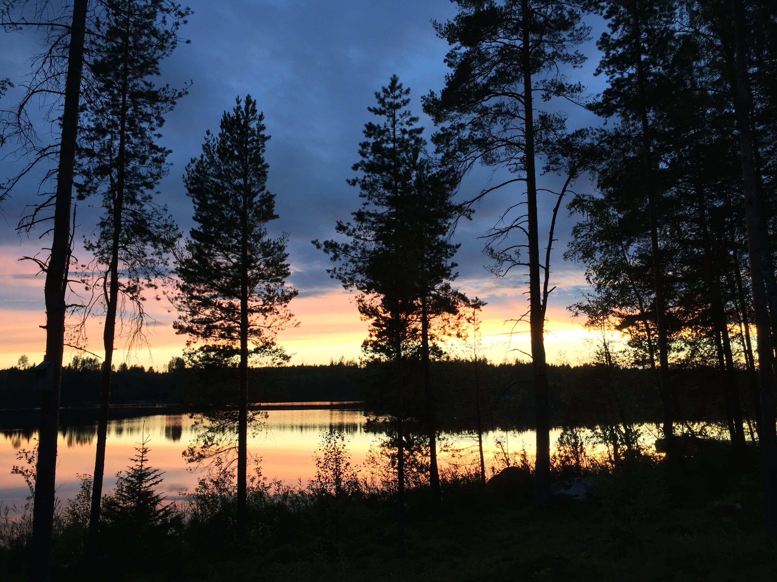 reflection lake, growth, non-urban scene, scenics - nature, lake, evening red, forest, Sunset, cloud - sky, finland, Landscape, woodland, evening sky, colorful sunset, HD Wallpaper