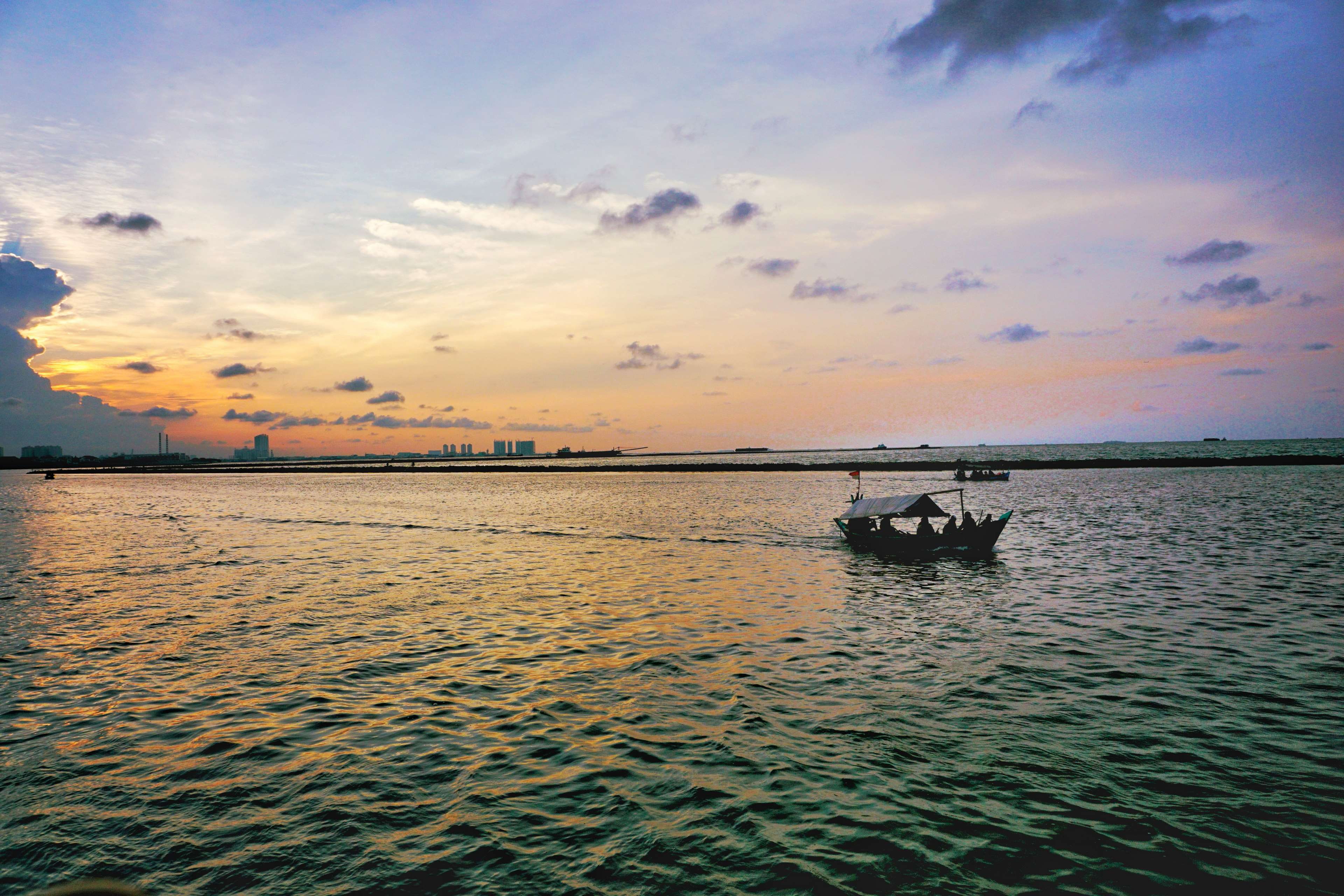 water, boat, nautical vessel, idyllic, cloud - sky, outdoors, sky, beauty in nature, scenics - nature, landscape, fishing industry, pantai, tranquil scene, HD Wallpaper