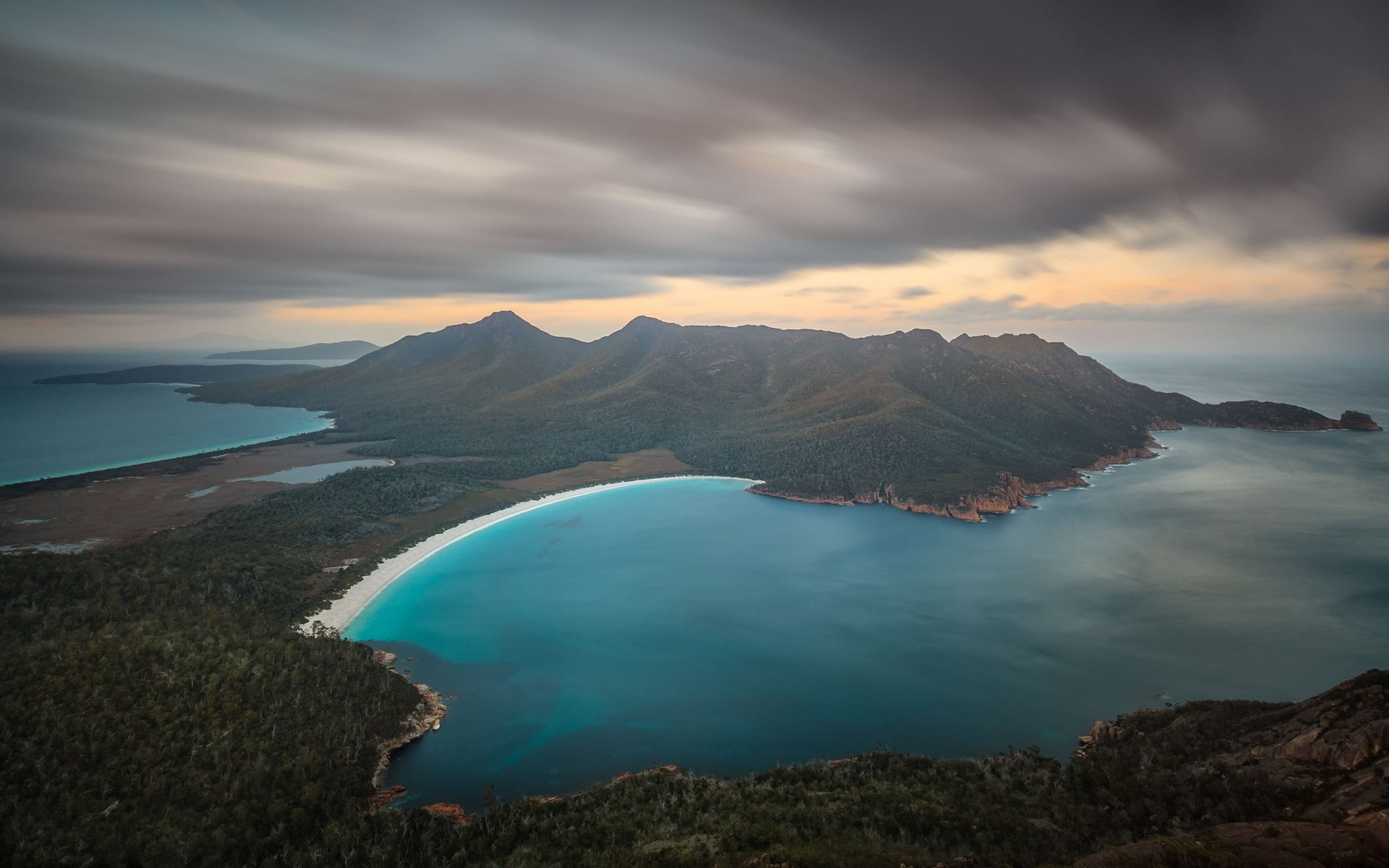outdoors, idyllic, clouds, sunset, Tasmania, nature, Australia, beauty in nature, landscape, no people, mountain range, tranquility, non-urban scene, remote, HD Wallpaper