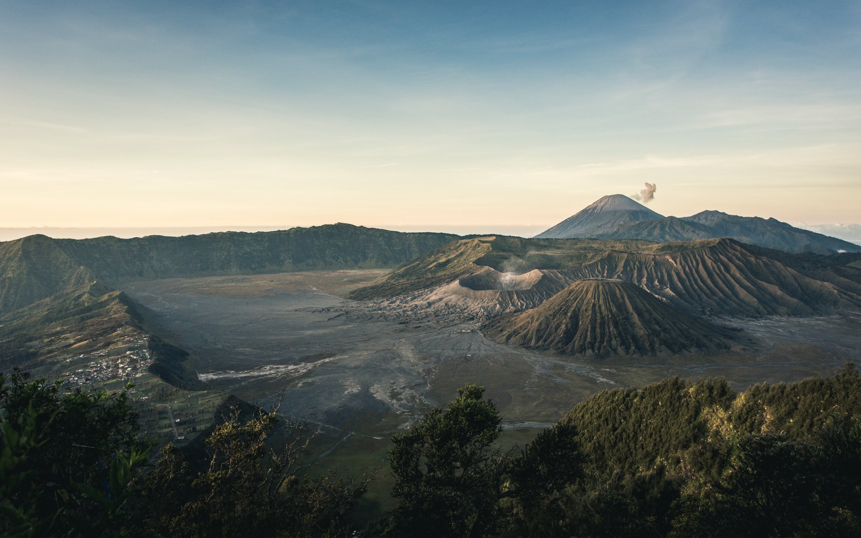 cloud - sky, tranquility, tranquil scene, nature, land, travel destinations, mountain peak, geology, smoke - physical structure, volcanic landscape, 2K, HD Wallpaper