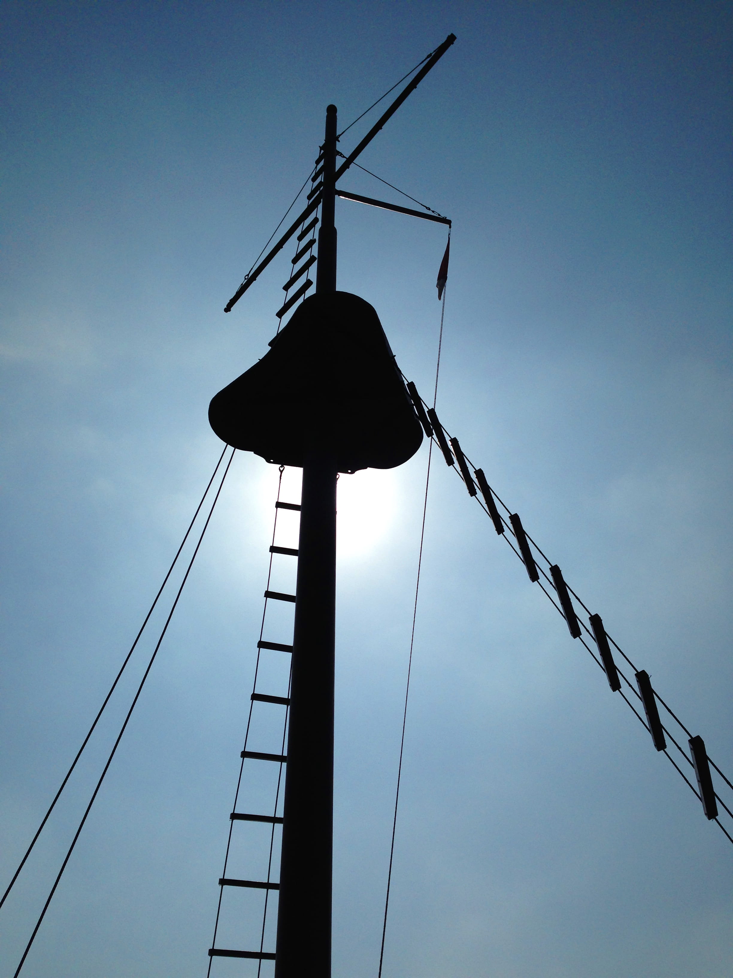 day, nature, monumen kapal selam, silhouette, blue, hanging, surabaya, jawa timur, submarine, no people, metal, indonesia, electricity, technology, rope, Phone HD Wallpaper